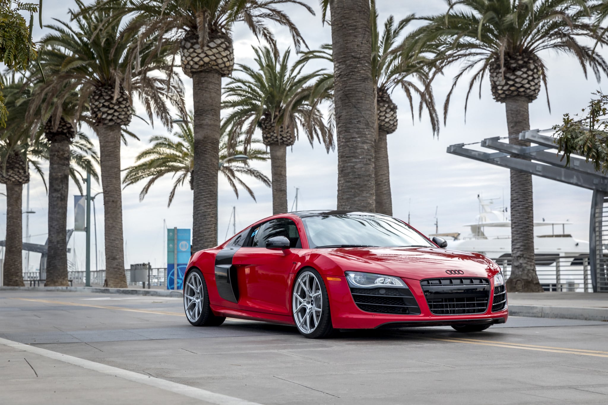 Red Audi R8 V10 with Chrome Vorsteiner Rims - Photo by Vorsteiner