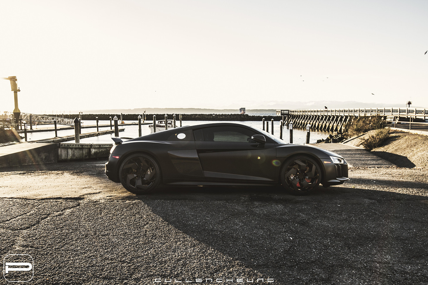 Custom Black Audi R8 Carbon Fiber Side Scoops - Photo by PUR Wheels