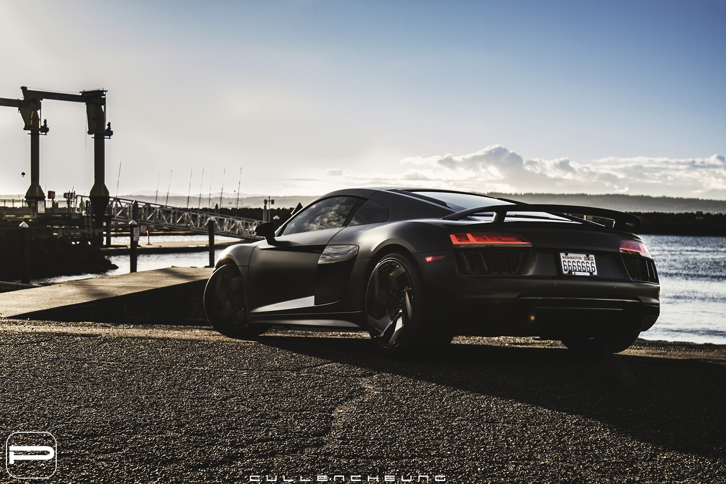 Black Audi R8 with Aftermarket Rear Spoiler - Photo by PUR Wheels