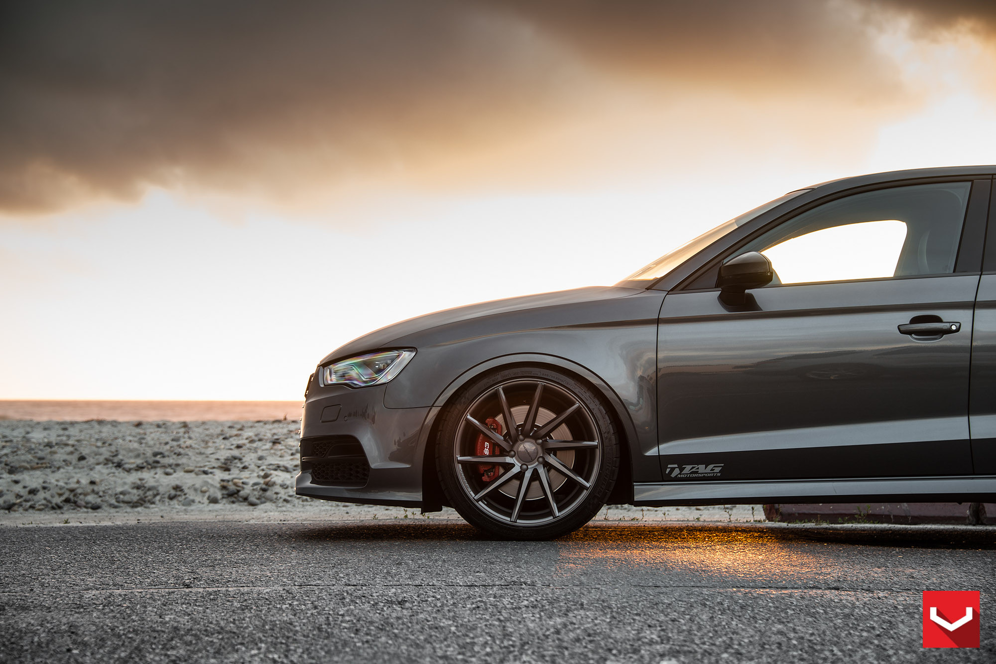 Vossen CVT Series Wheels with Red Brakes on Audi S3 - Photo by Vossen