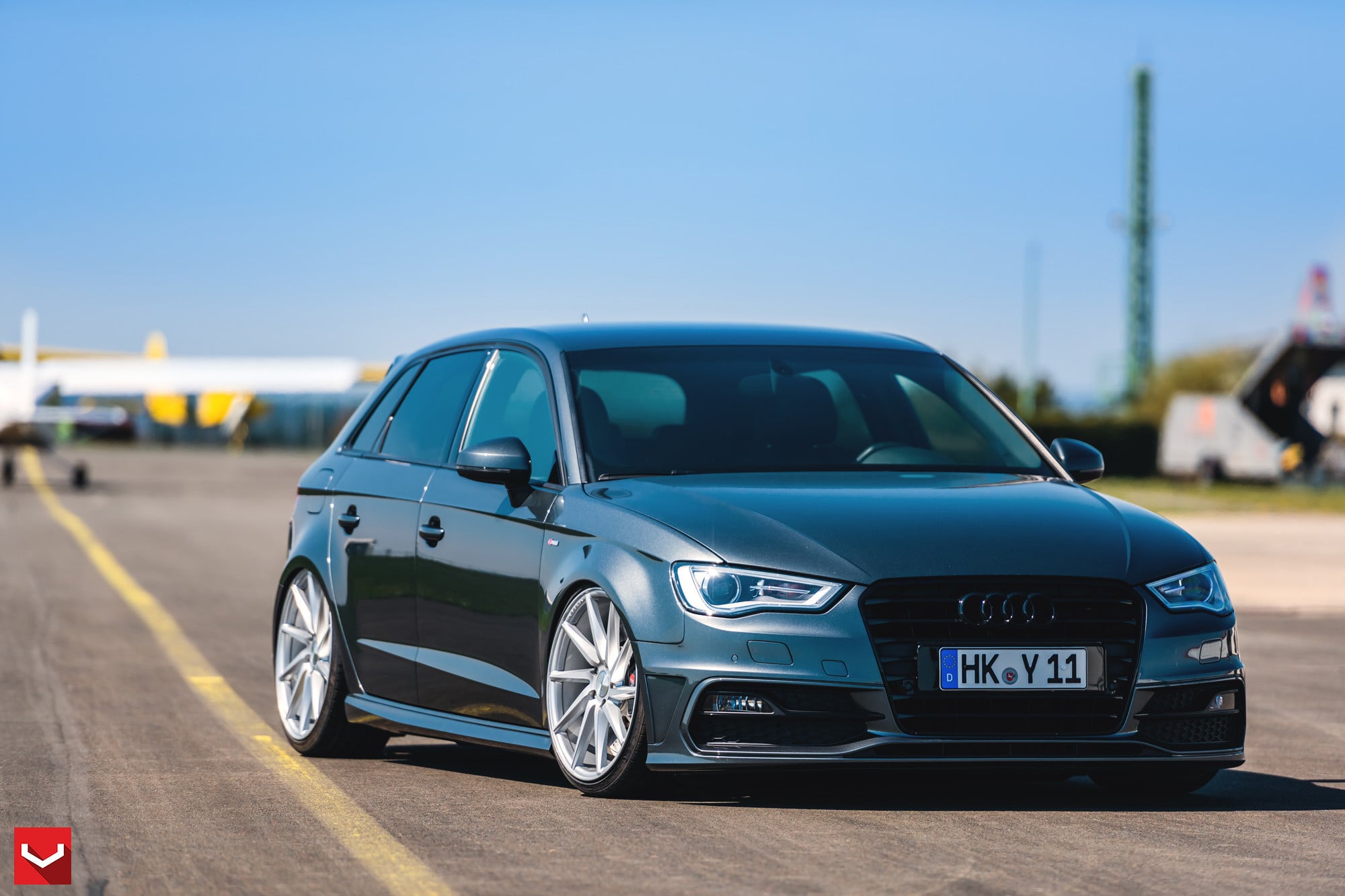 Aftermarket LED-Bar Style Headlights on Audi S3 - Photo by Vossen