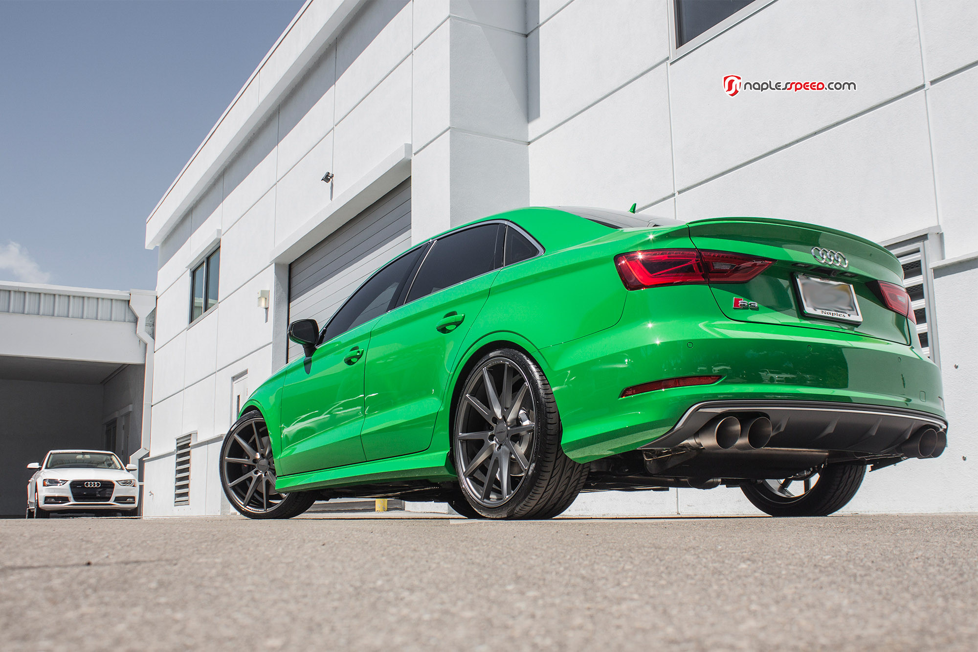 Green Audi S3 with Custom Red Taillights - Photo by Vossen