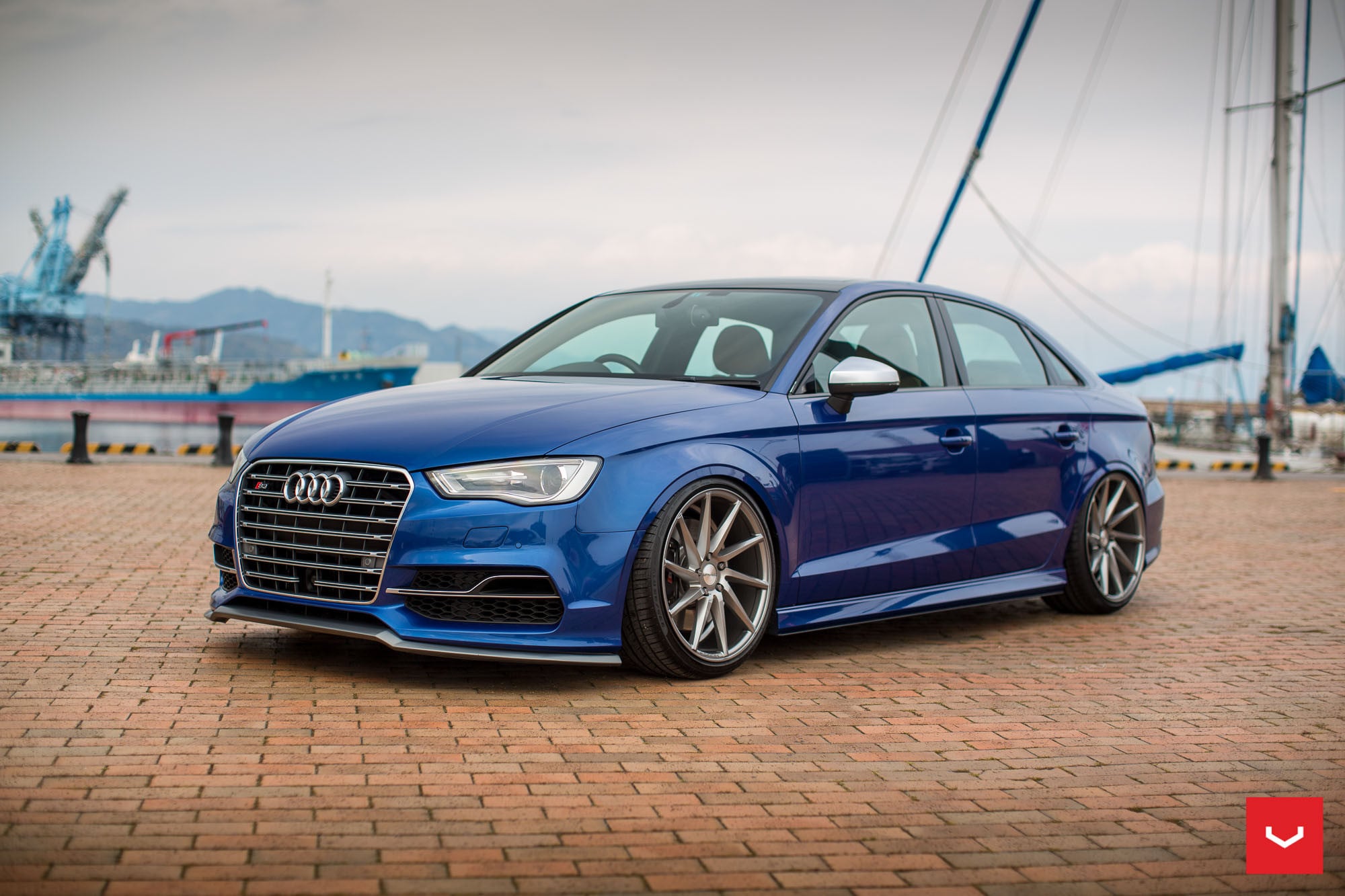 Blue Audi S3 with Custom Chrome Grille - Photo by Vossen