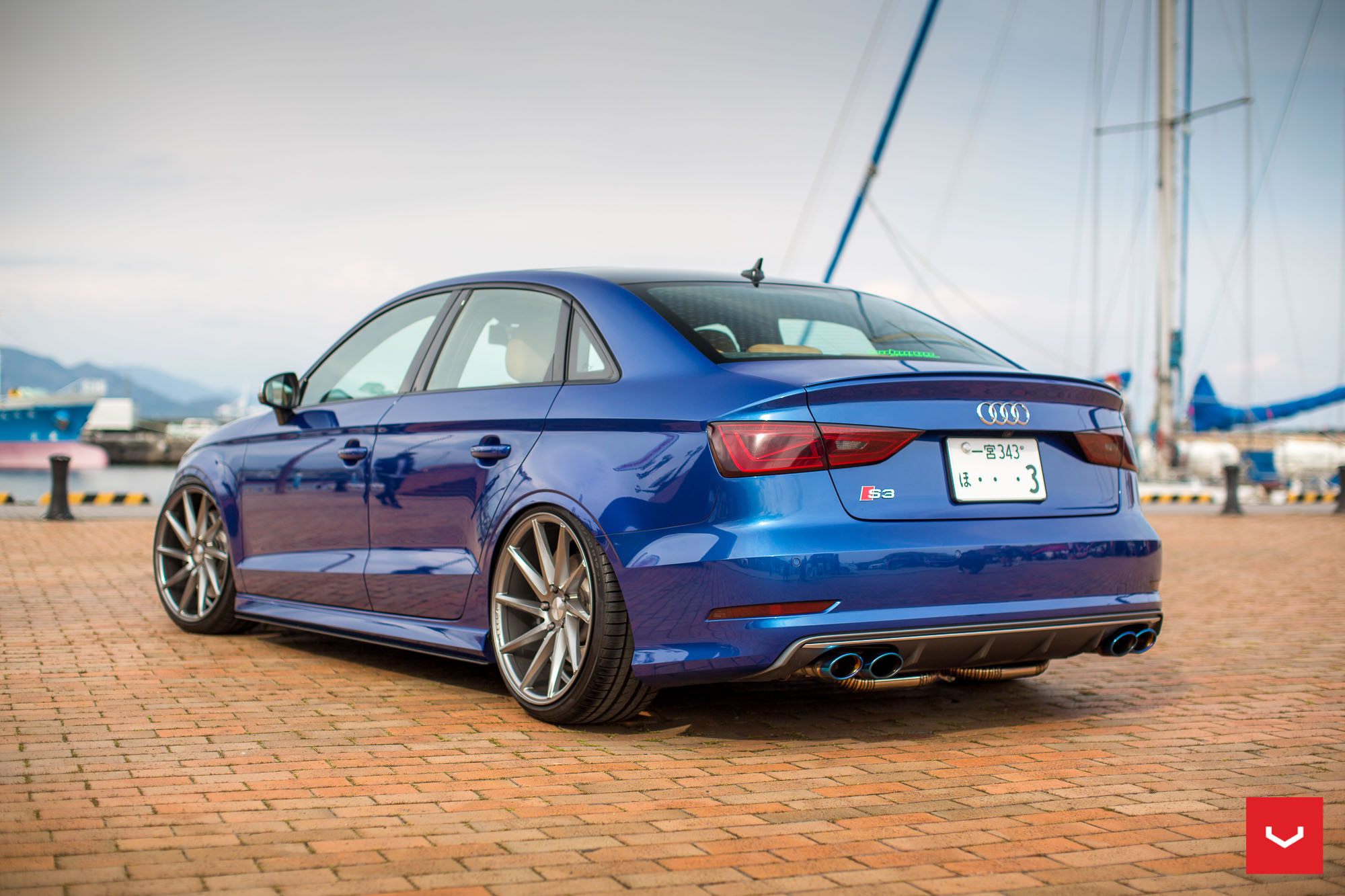 Aftermarket Rear Diffuser on Blue Audi S3 - Photo by Vossen