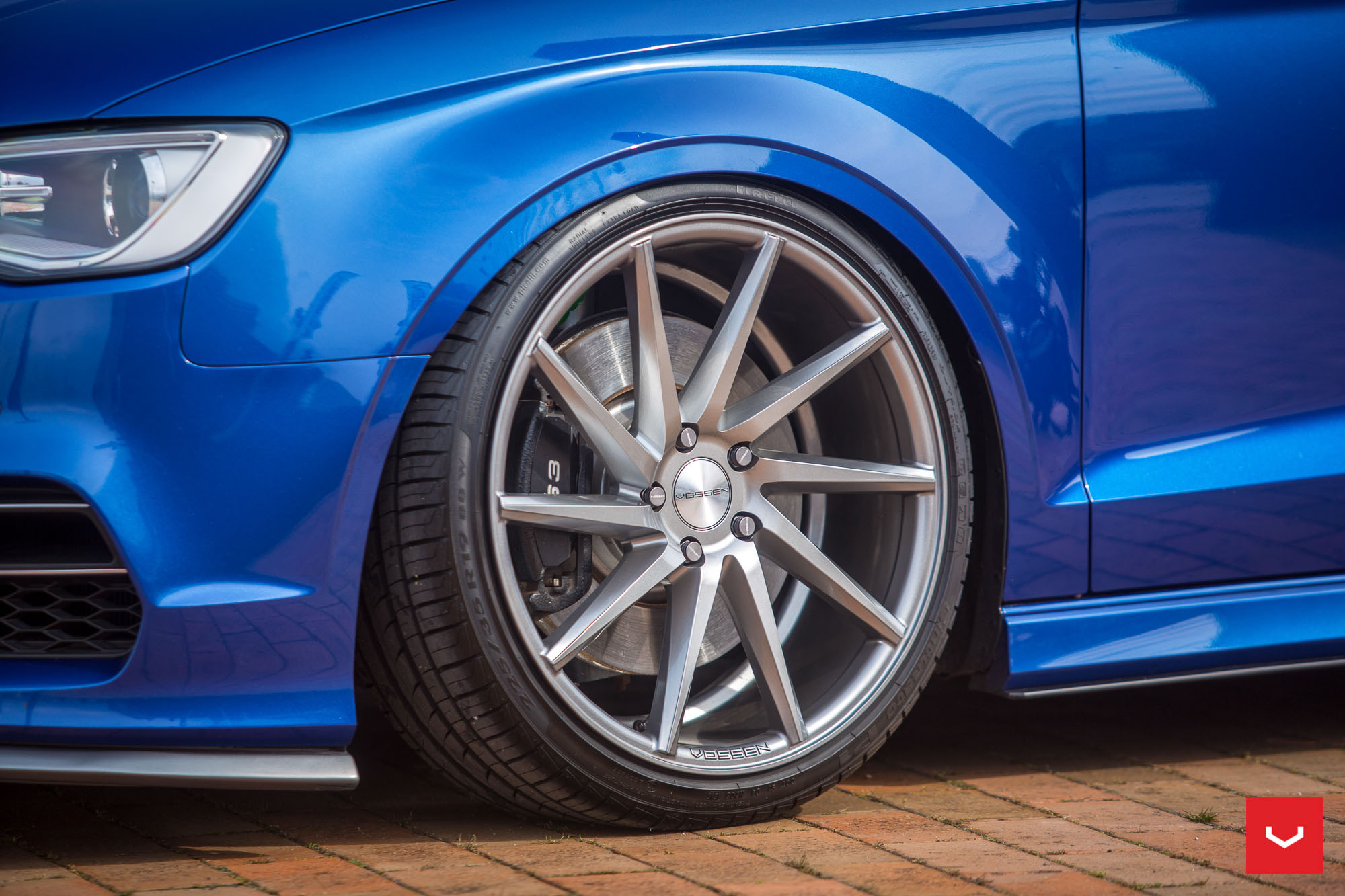 Blue Audi S3 with Chrome VFS Vossen Rims - Photo by Vossen