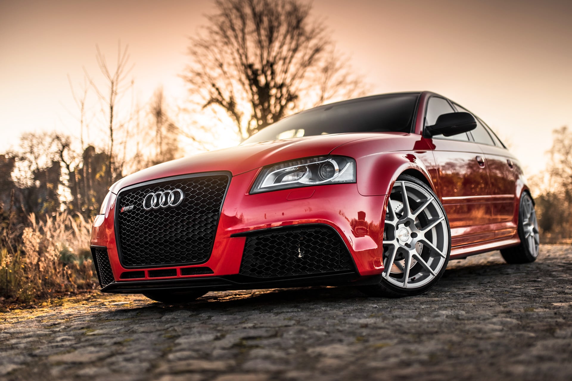 Red Audi S3 with Custom Headlights - Photo by Avant Garde Wheels