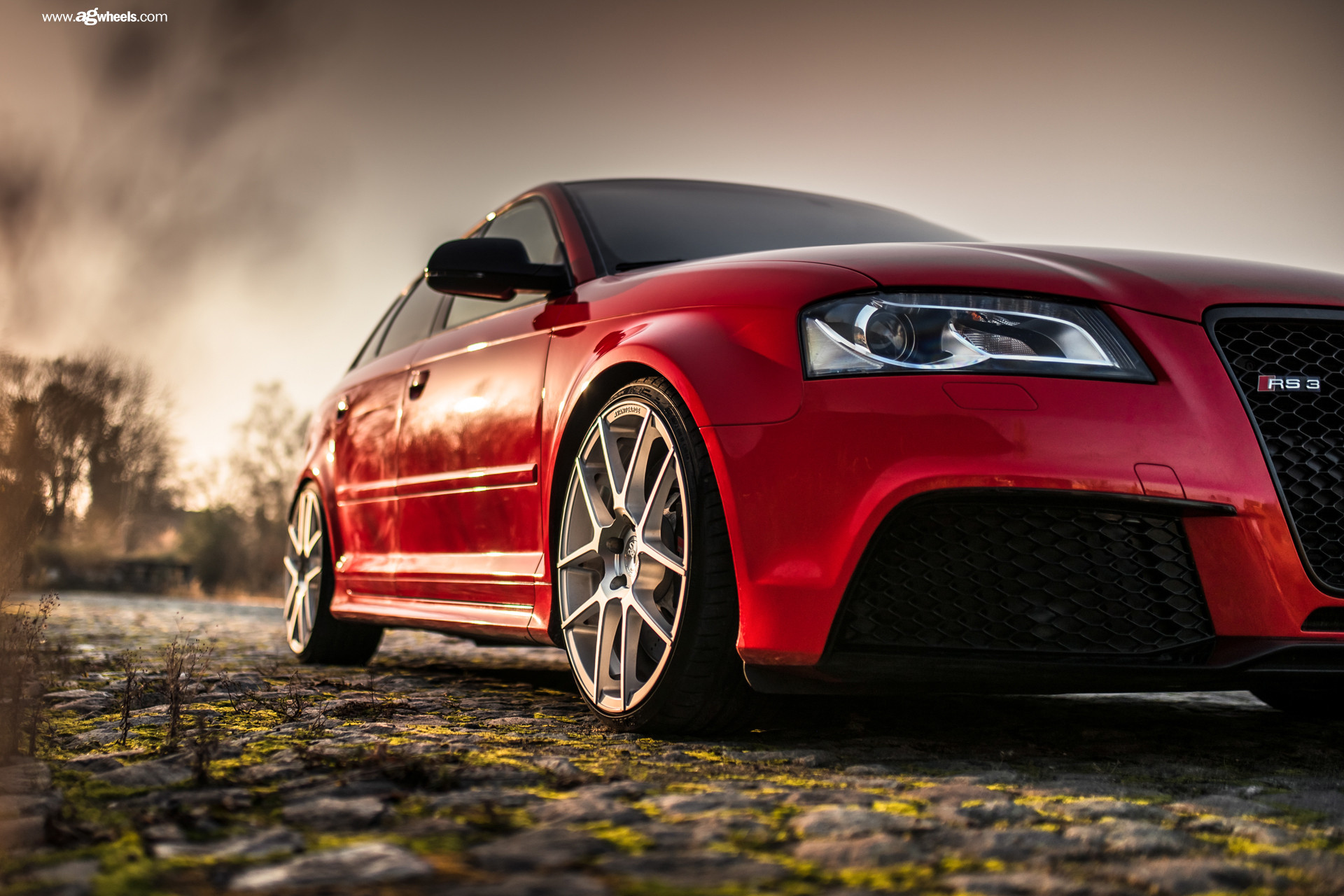 Aftermarket Front Bumper on Red Audi S3 - Photo by Avant Garde Wheels