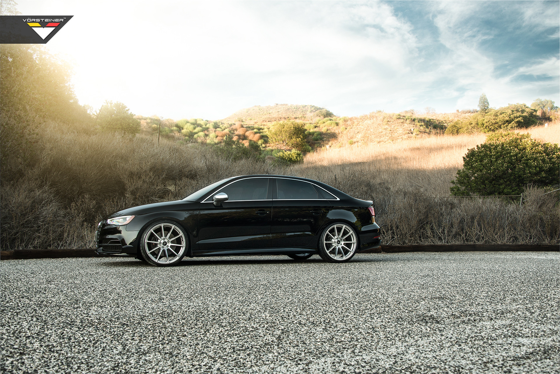 Aftermarket Side Skirts on Black Audi S3 - Photo by Vorstiner