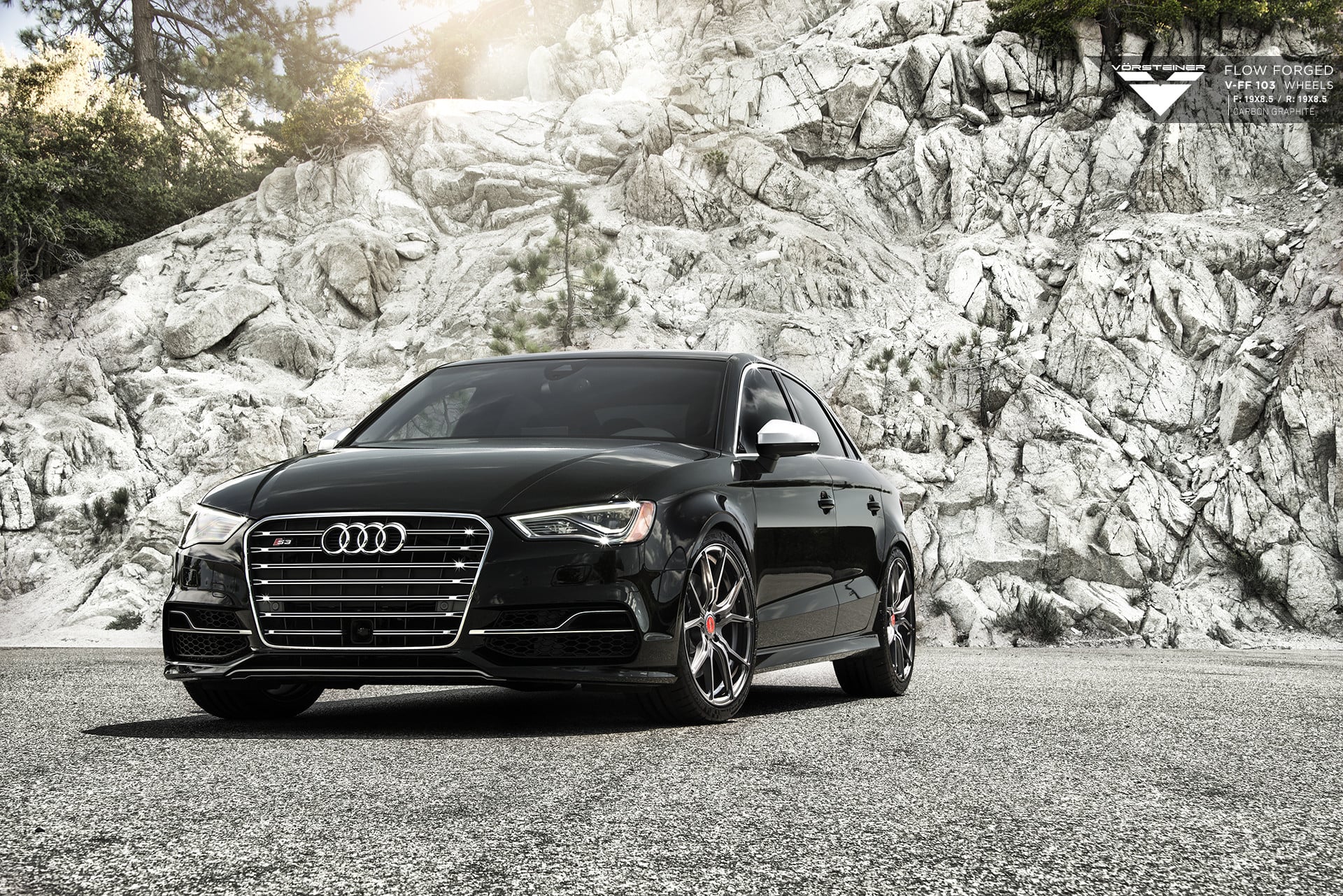 Aftermarket Front Bumper on Black Audi S3 - Photo by Vorstiner
