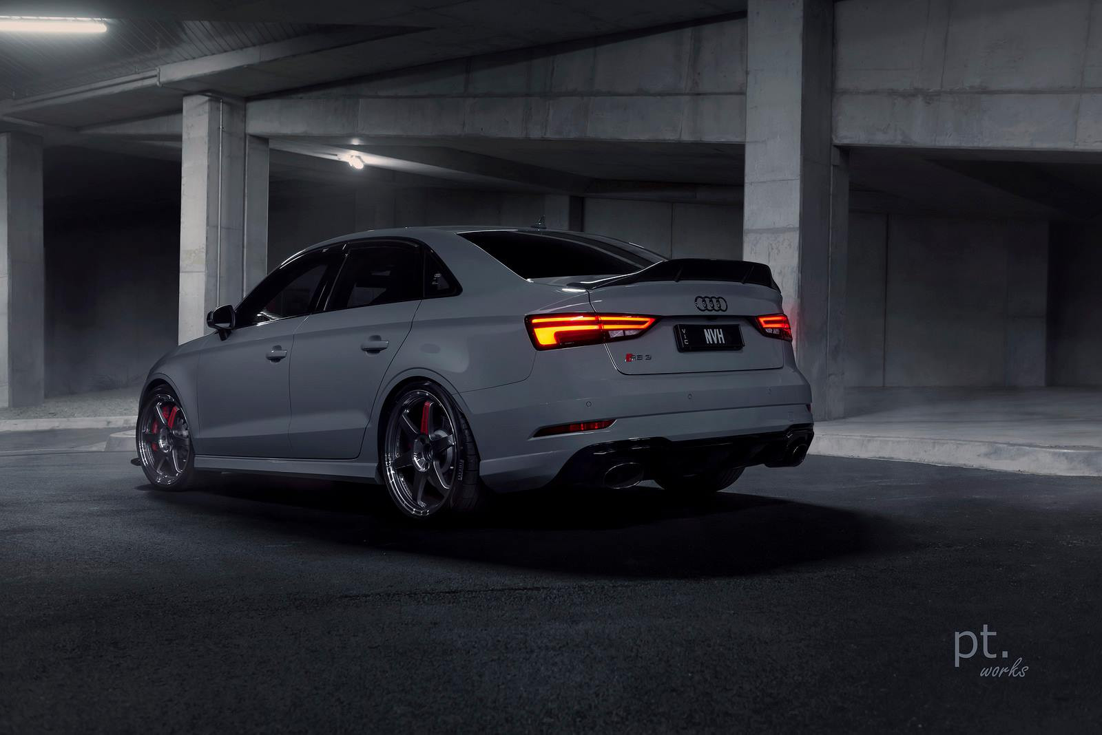 Gray Audi S3 with Red LED Taillights - Photo by PT works