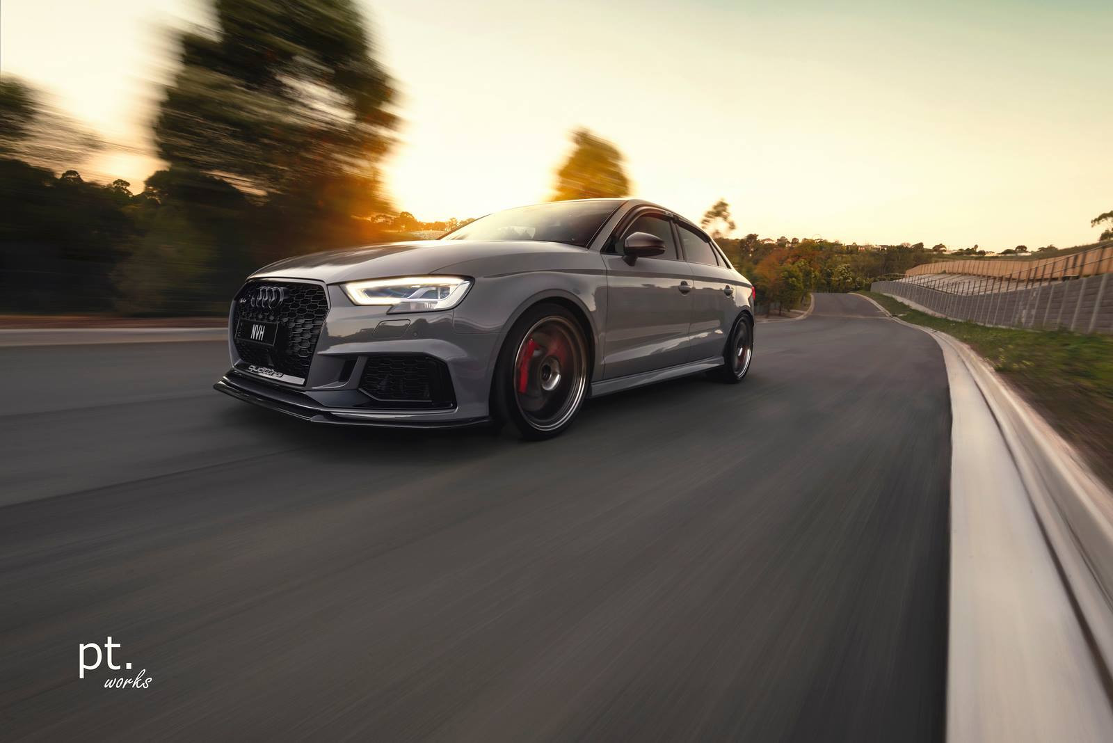 Gray Audi S3 with Custom Gunmetal Wheels - Photo by PT works