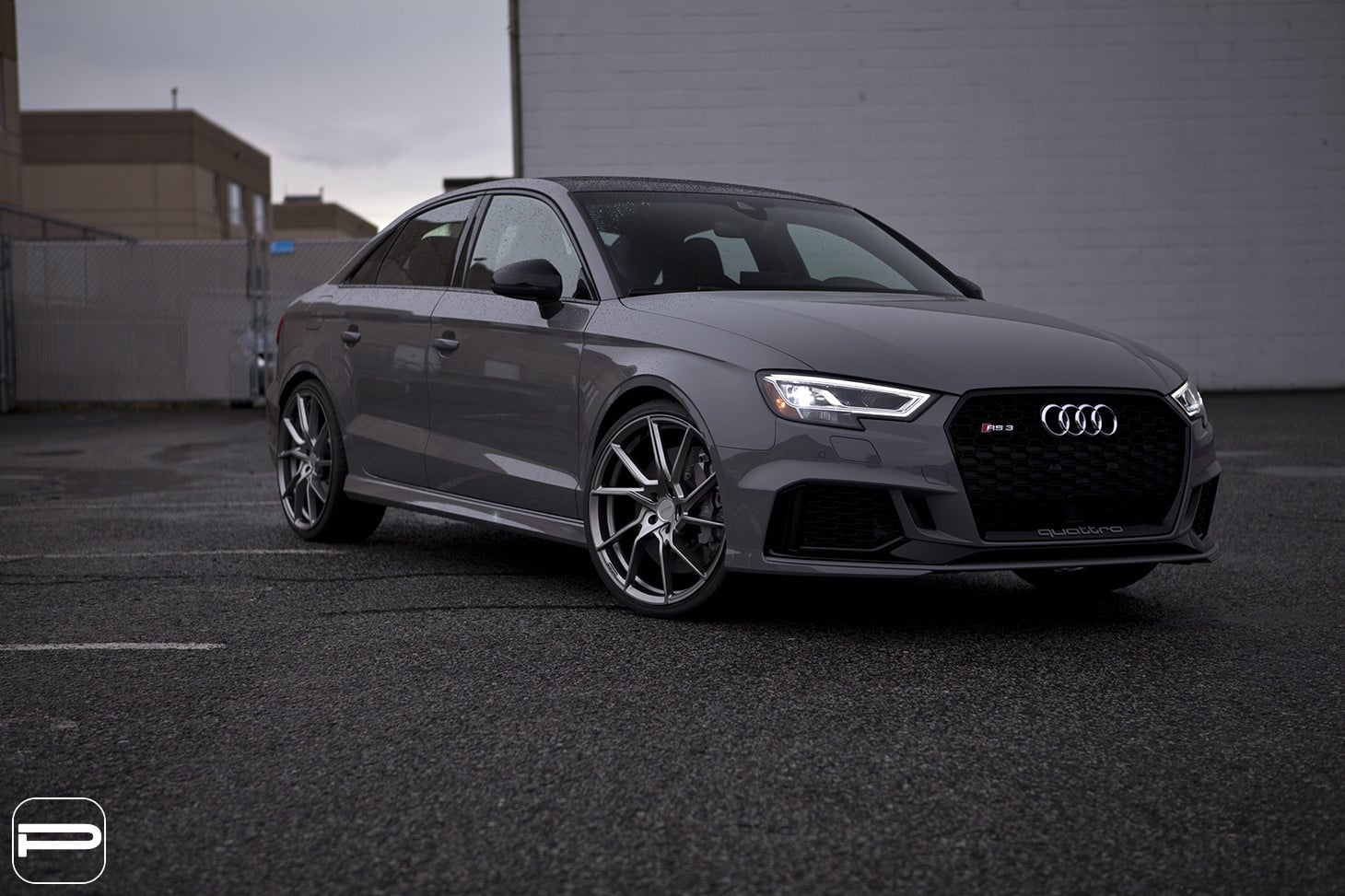 Gray Audi S3 with Blacked Out Mesh Grille - Photo by PUR Wheels