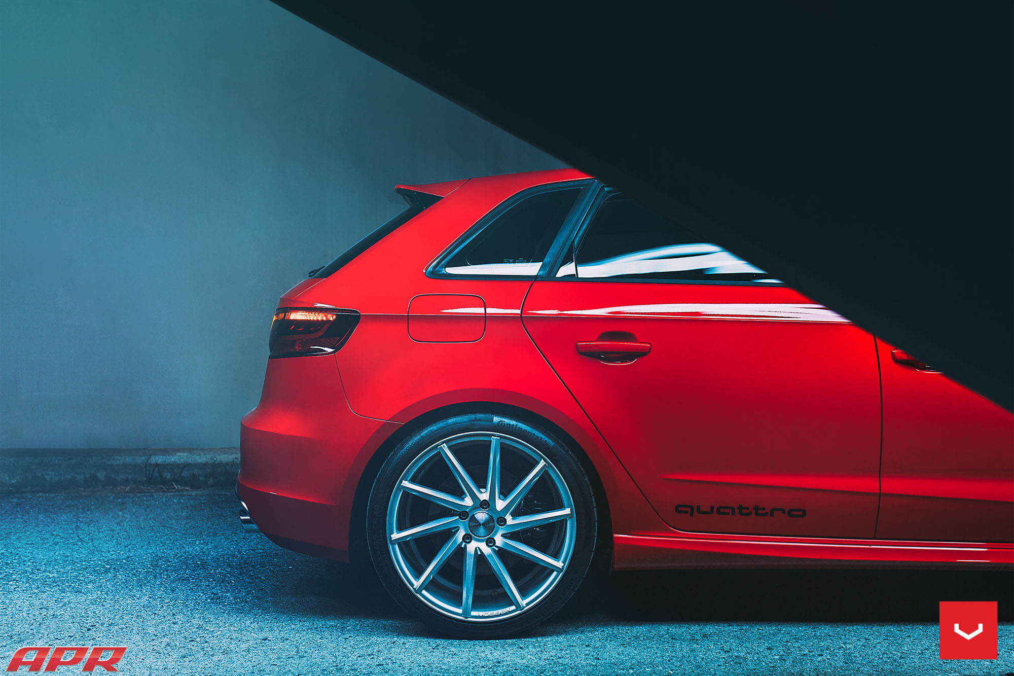 Red Audi S3 with Roofline Spoiler - Photo by Vossen