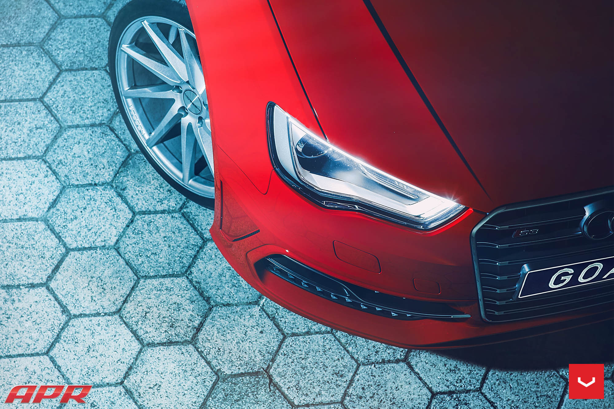 Red Audi S3 with LED-Bar Headlights - Photo by Vossen