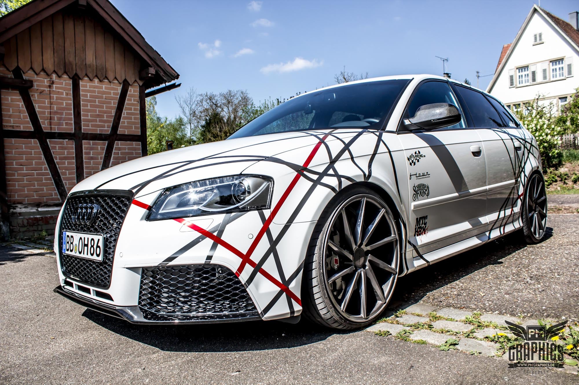 Custom White Audi S3 with Aftermarket LED Headlights - Photo by Vossen