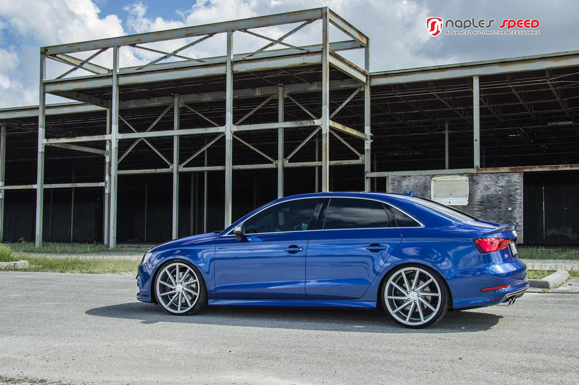 Blue Audi S3 with Custom Rear Lip Spoiler - Photo by Vossen