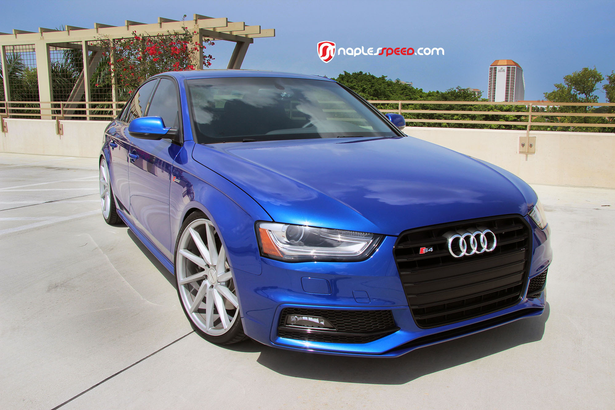 Blue Audi S4 with Custom Painted Front Lip - Photo by Vossen