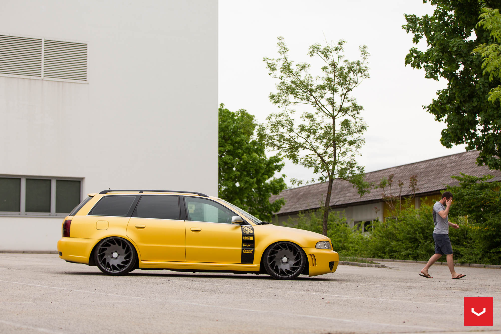 Yellow Audi S4 with Custom Front Bumper Cover - Photo by Vossen