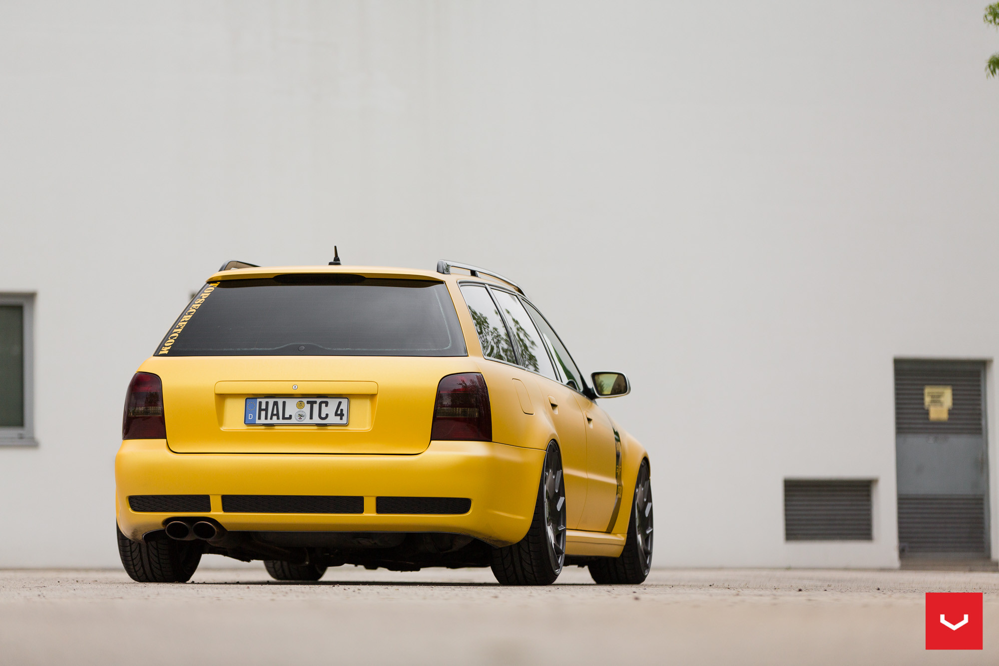 Roofline Spoiler on Custom Matte Yellow Audi S4 - Photo by Vossen