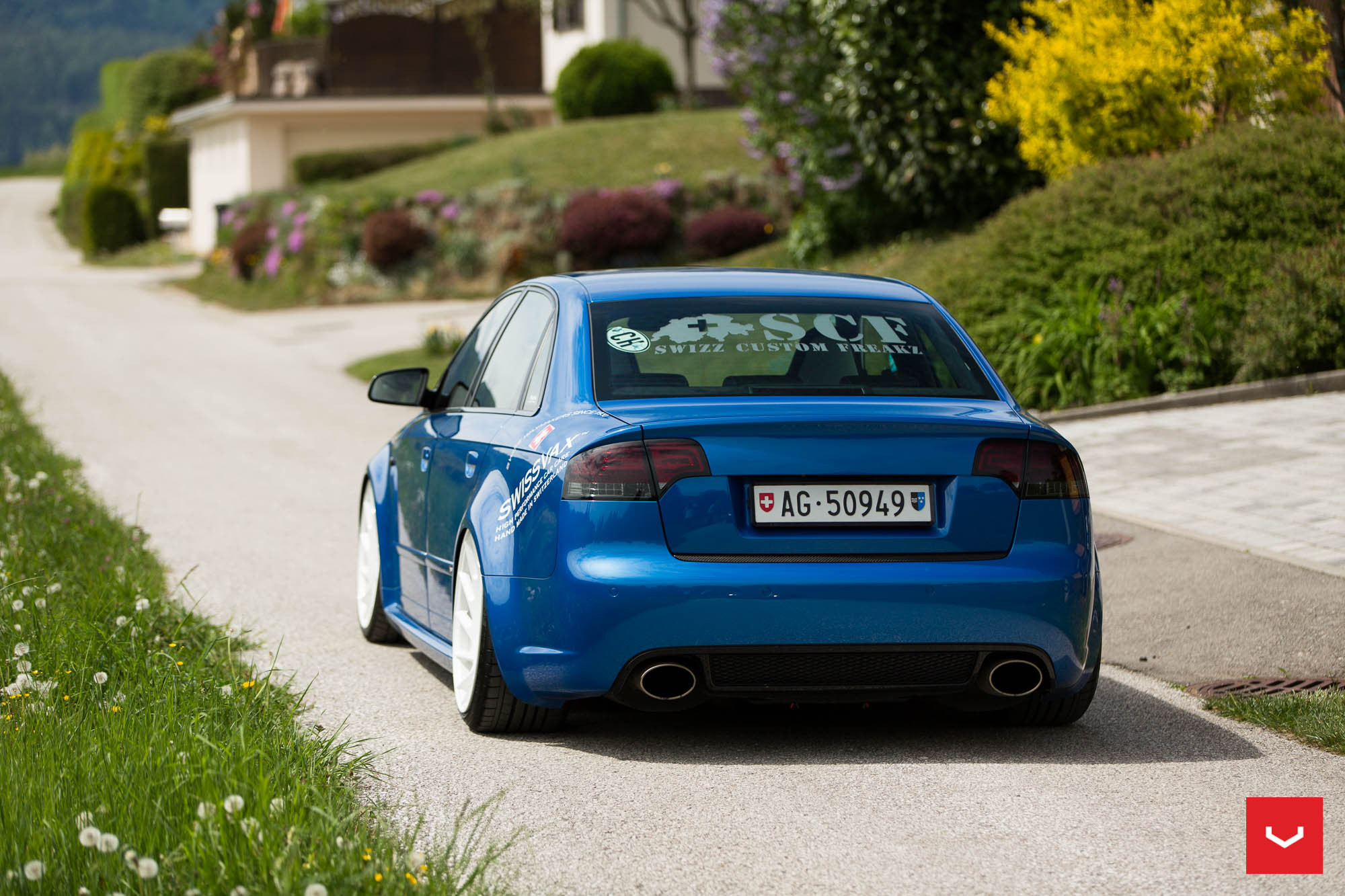 Blue Audi S4 with Aftermarket Rear Diffuser - Photo by Vossen