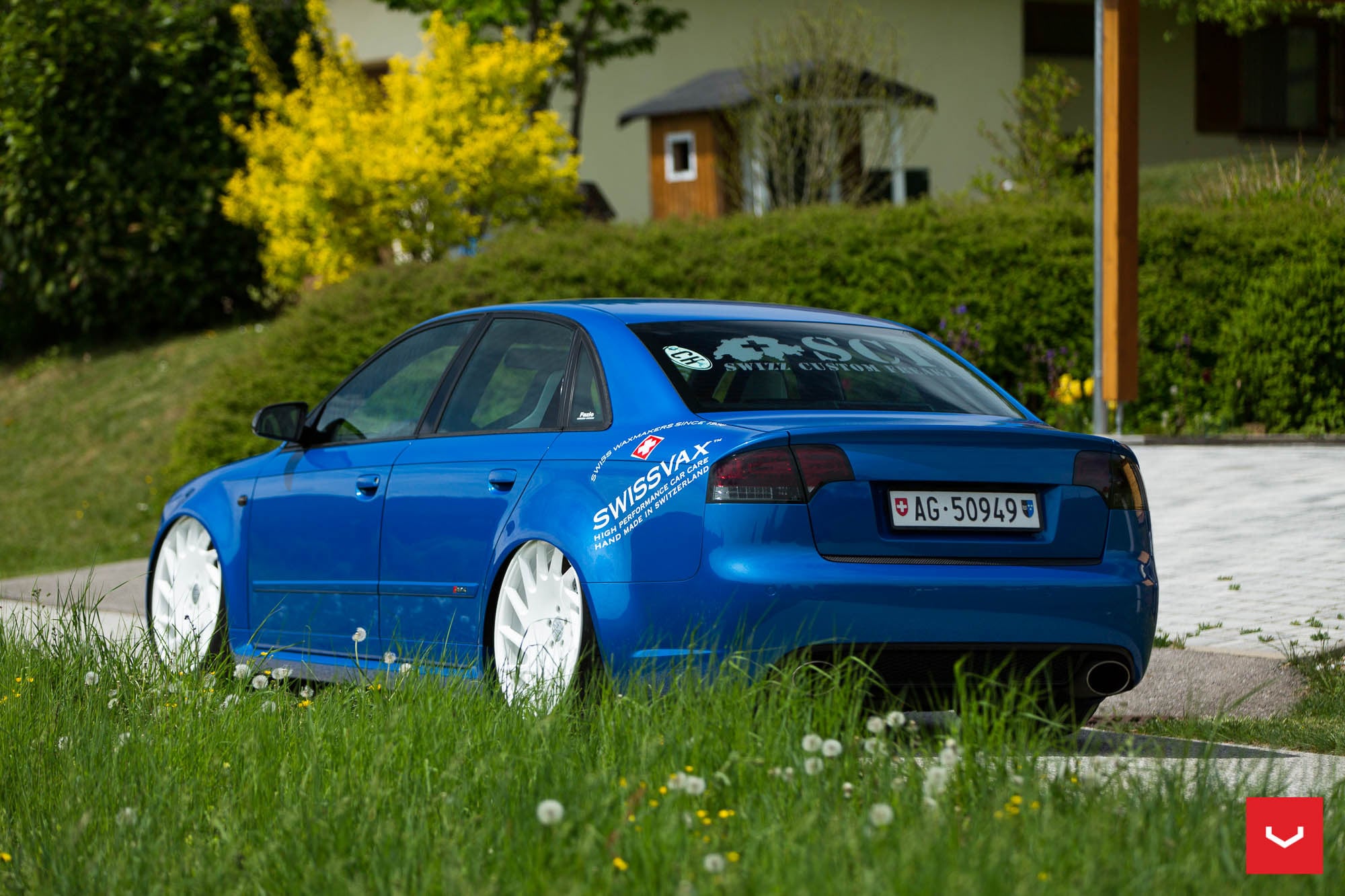 White VLE Series Vossen Wheels on Blue Audi S4 - Photo by Vossen