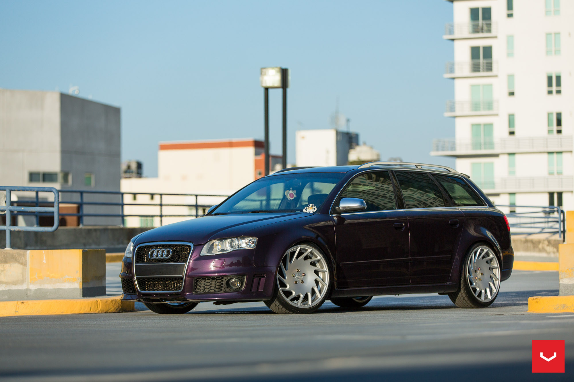 Custom Front Bumper Cover with Fog Lights on Audi S4 - Photo by Vossen