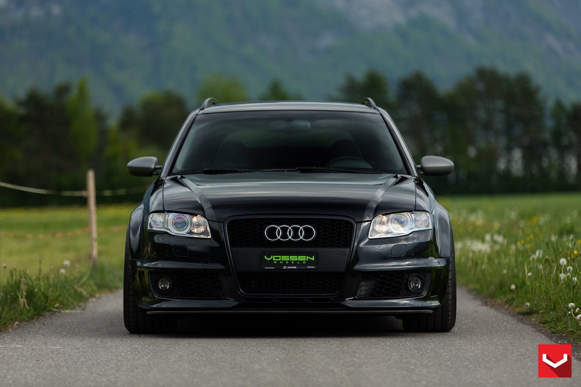 Black Audi S4 with Halo Headlights - Photo by Vossen