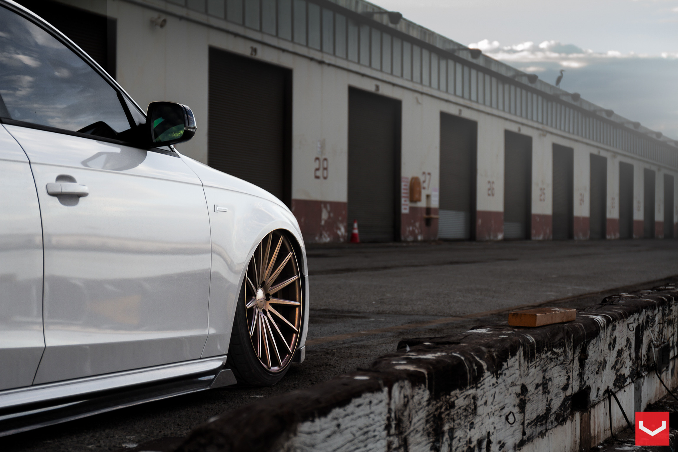 Custom Black Side Skirs on White Audi RS4 - Photo by Vossen