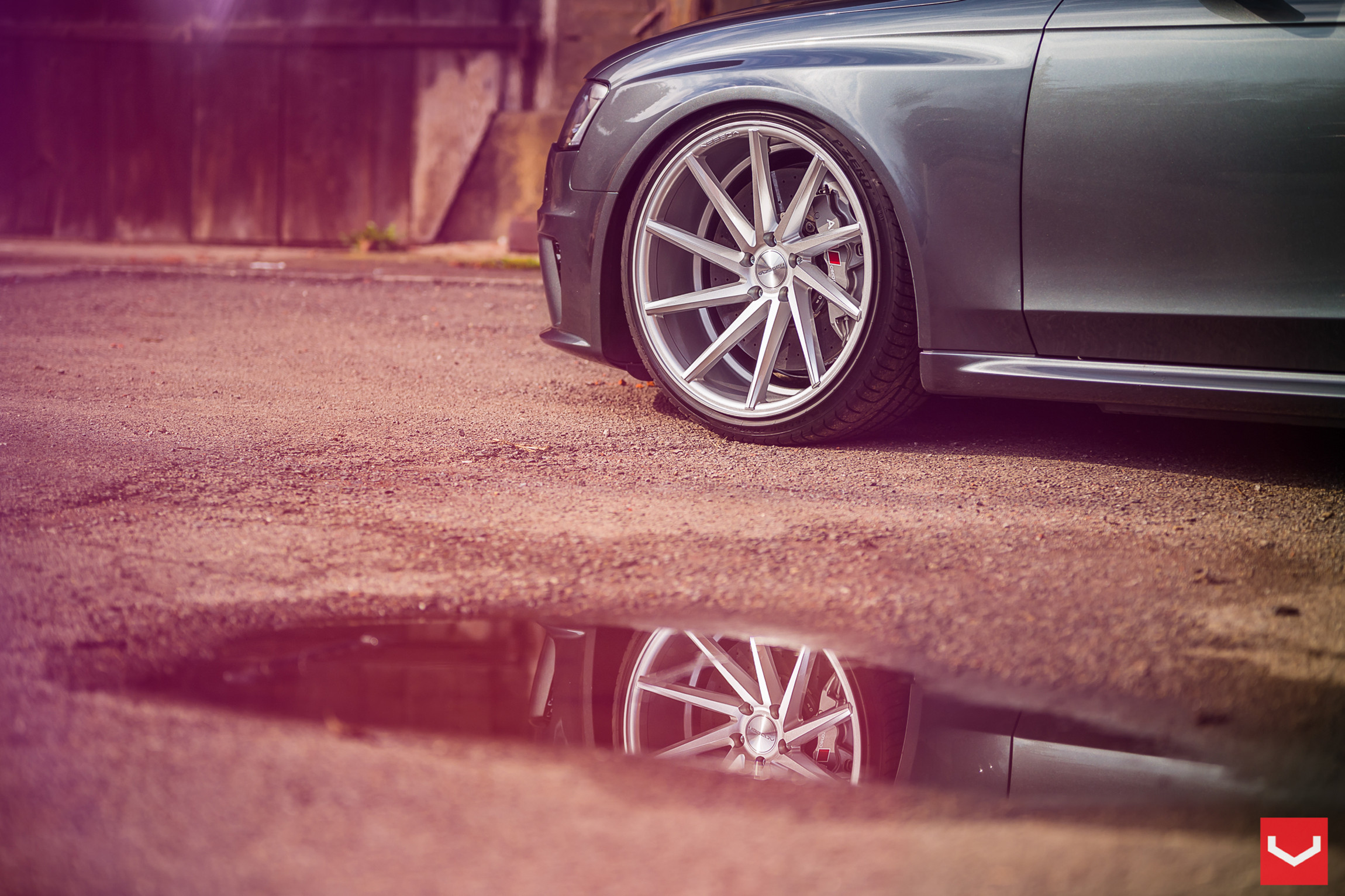 Custom Chrome Vossen Wheels on Black Audi S4 - Photo by Vossen