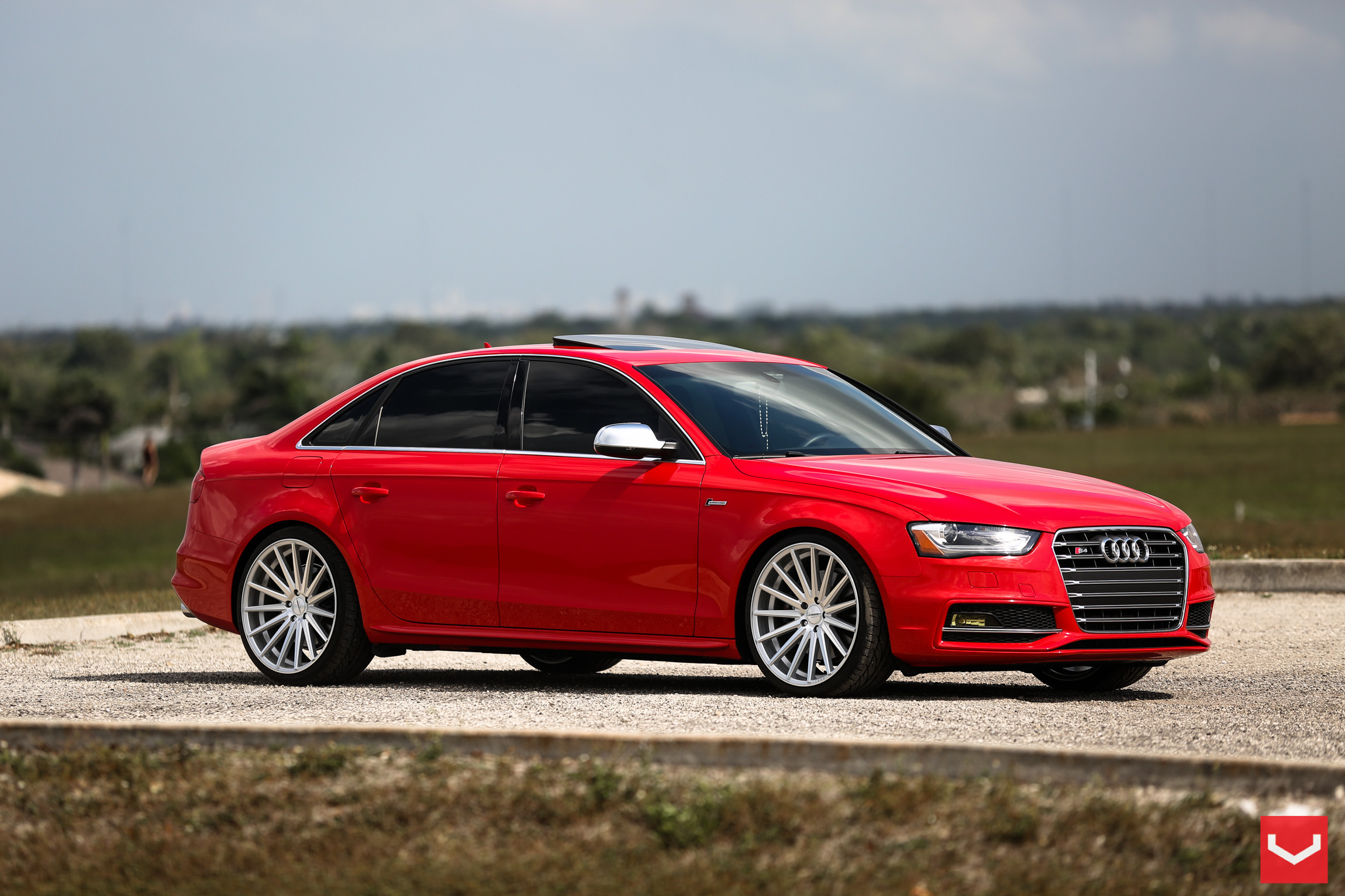 Red Audi S4 with Custom Front Bumper - Photo by Vossen