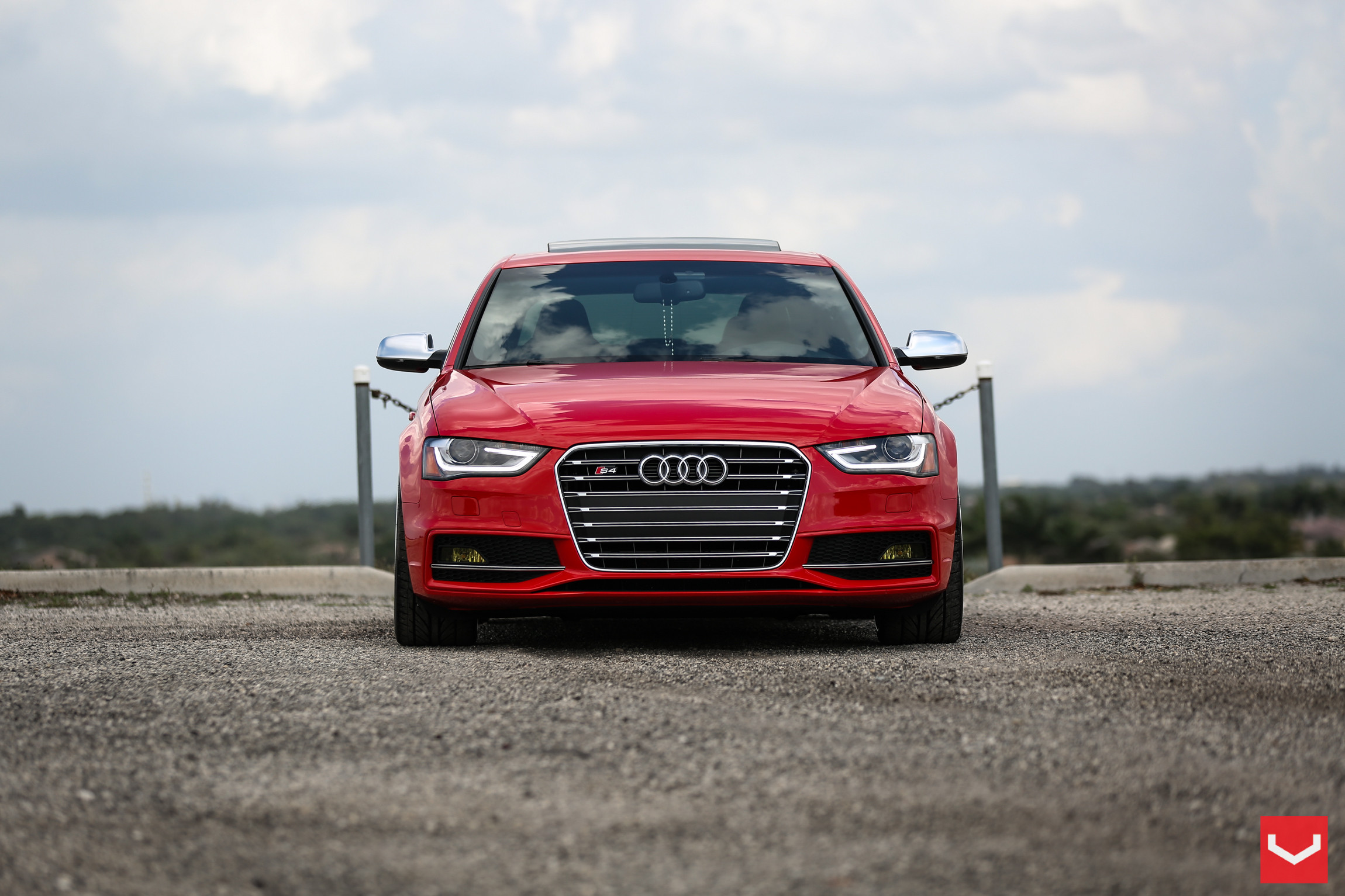 LED-bar Style Headlights on Red Audi S4 - Photo by Vossen