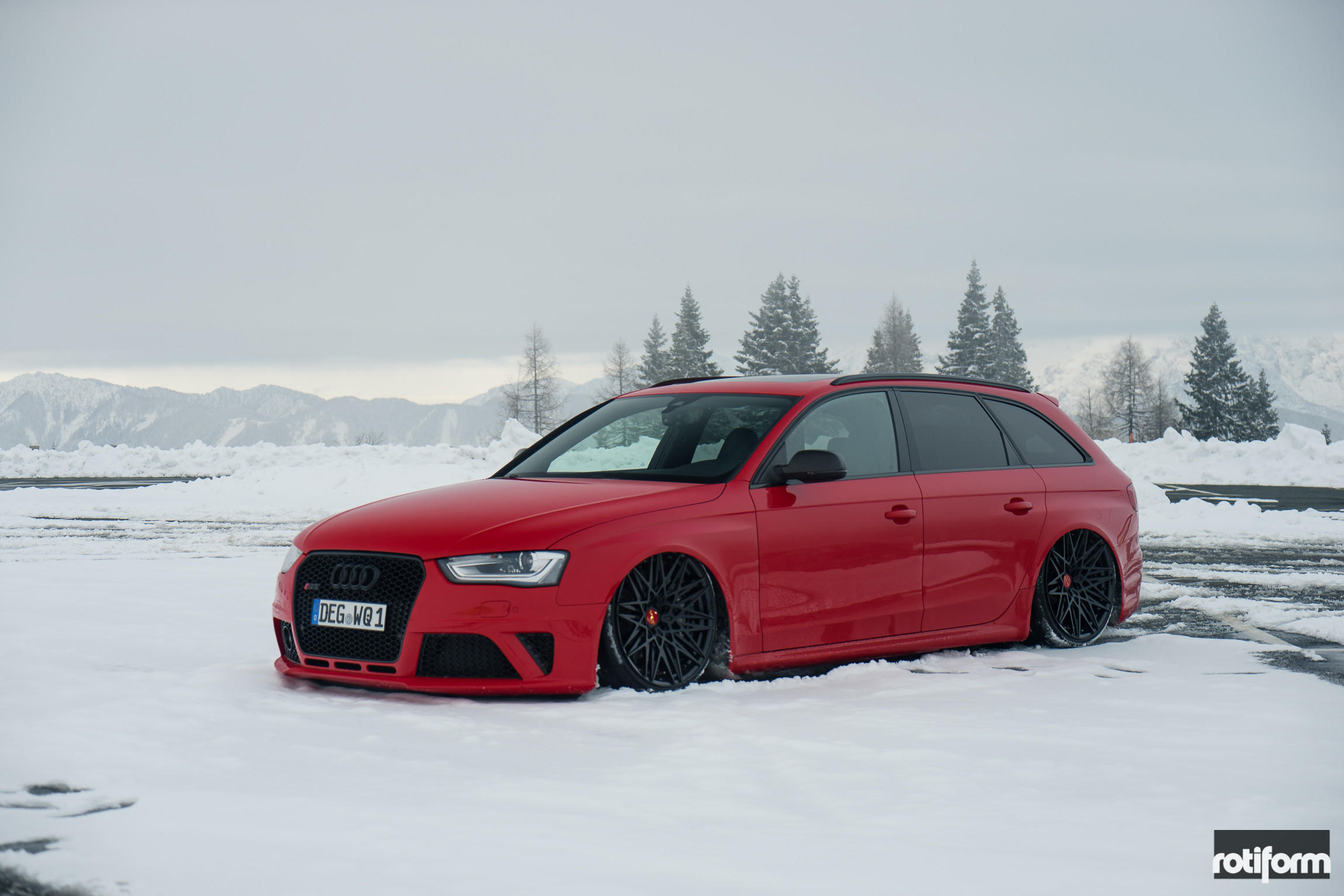 Custom DRL Headlights on Red Audi S4 - Photo by Rotiform