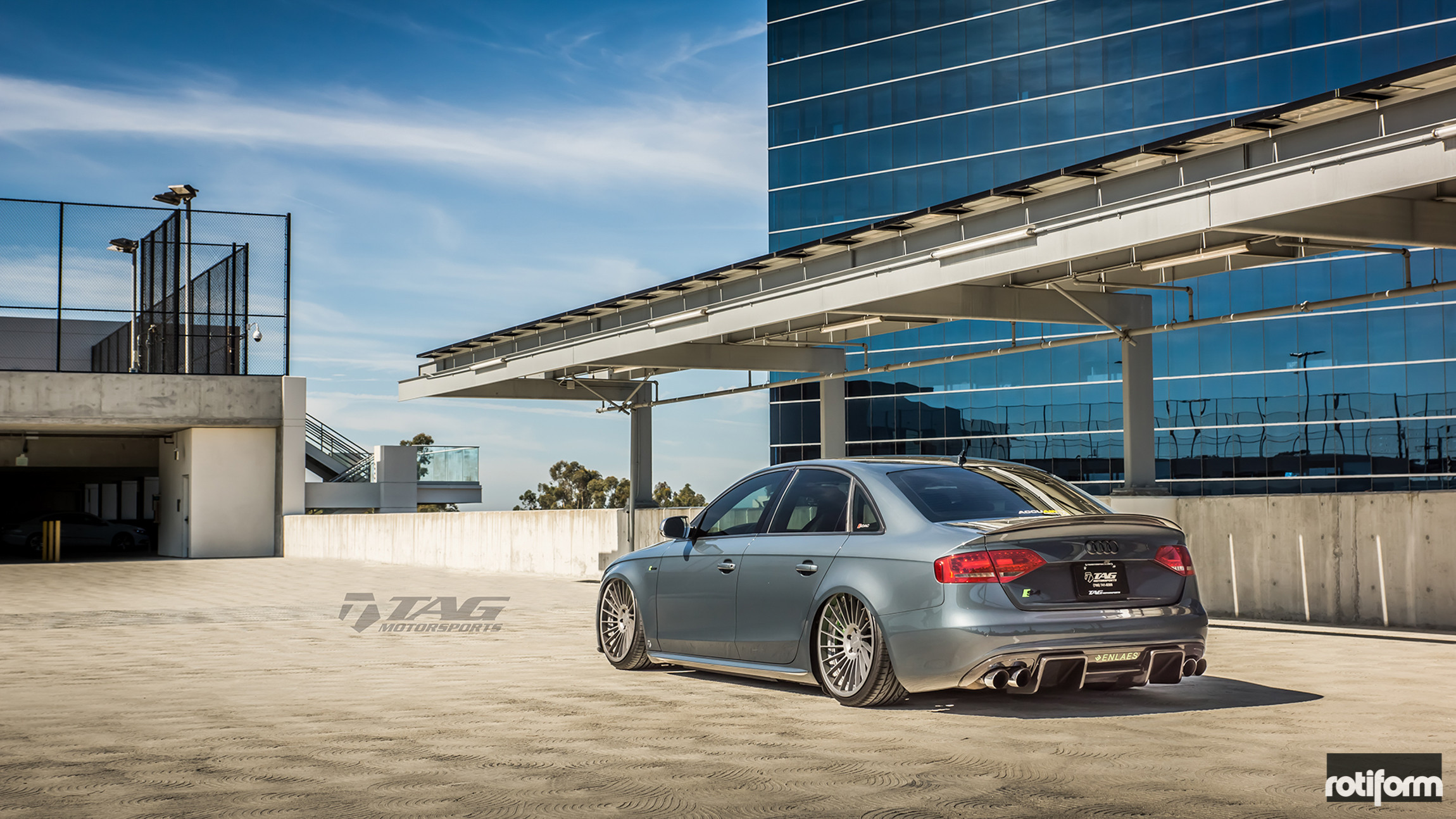 Custom Exhaust System on Metallic Audi S4 - Photo by Rotiform