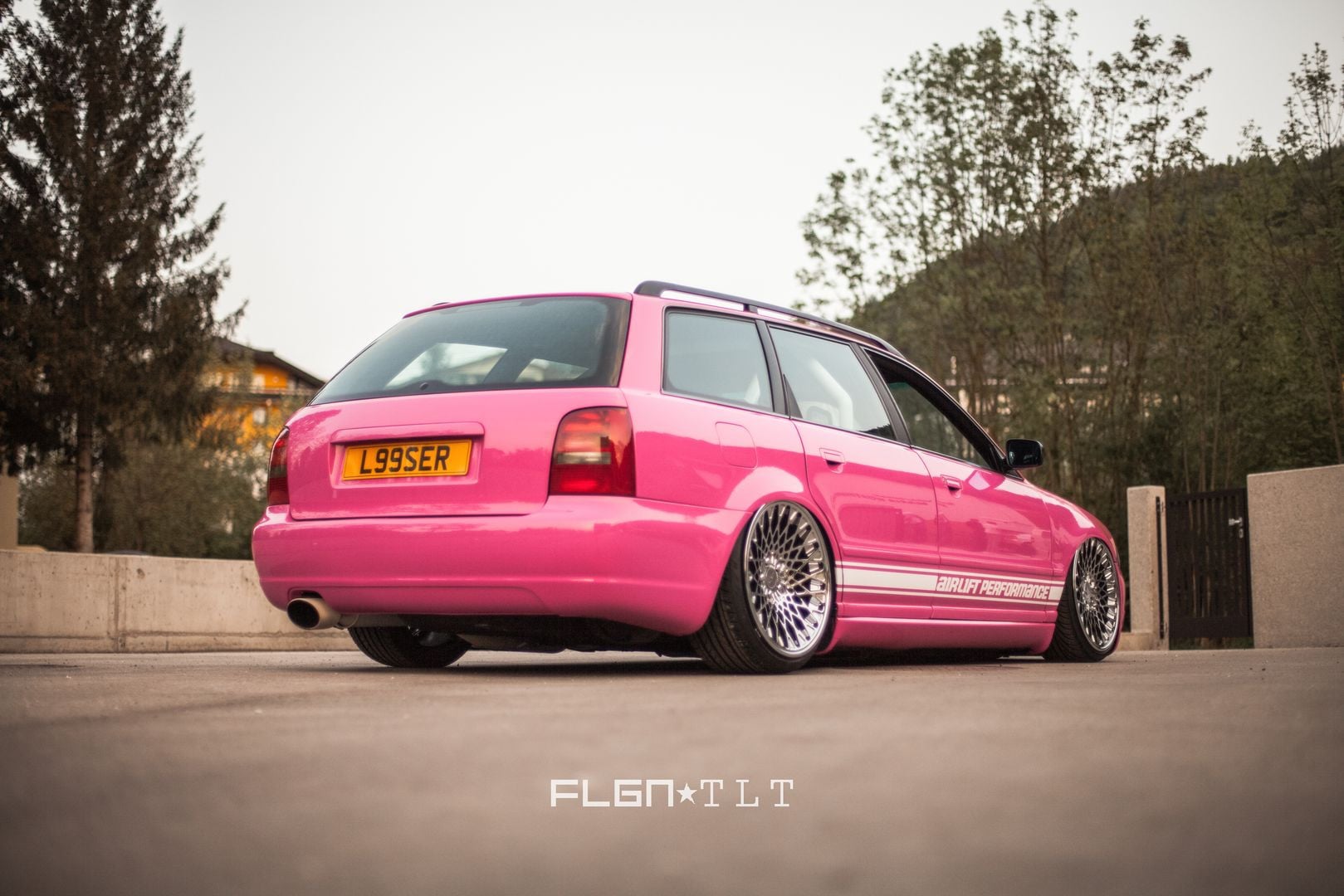 Lowered Pink Audi S4 Custom Rear Bumper - Photo by Rotiform