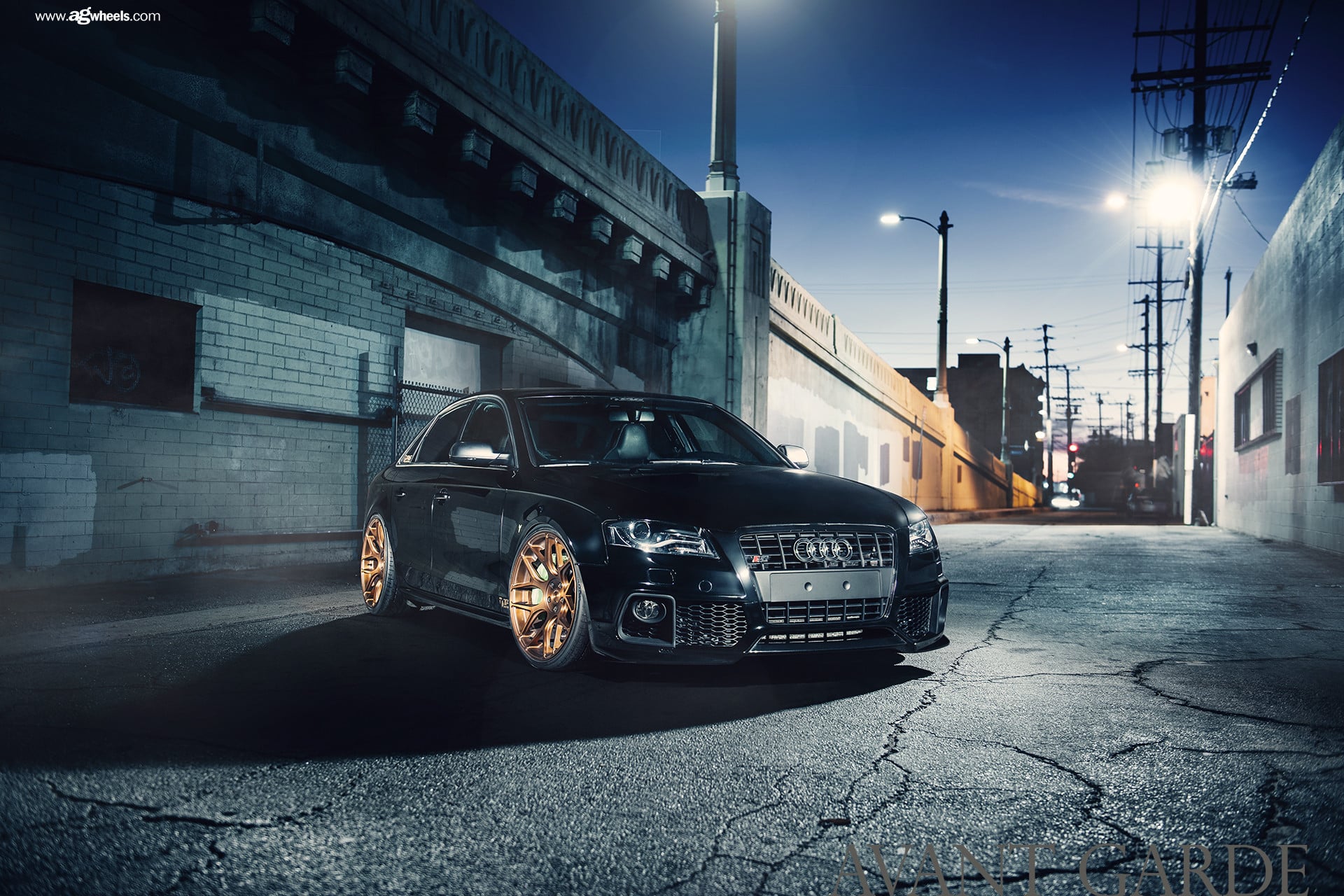 Custom Front Bumper on Black Audi S4 - Photo by Avant Garde Wheels