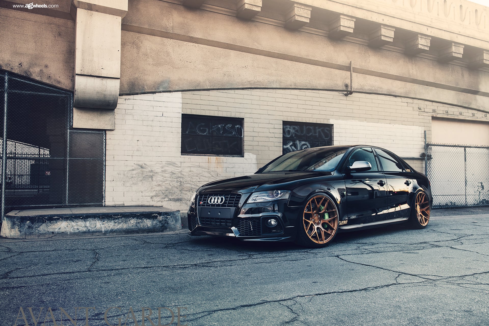 Aftermarket Side Skirts on Black Audi S4 - Photo by Avant Garde Wheels