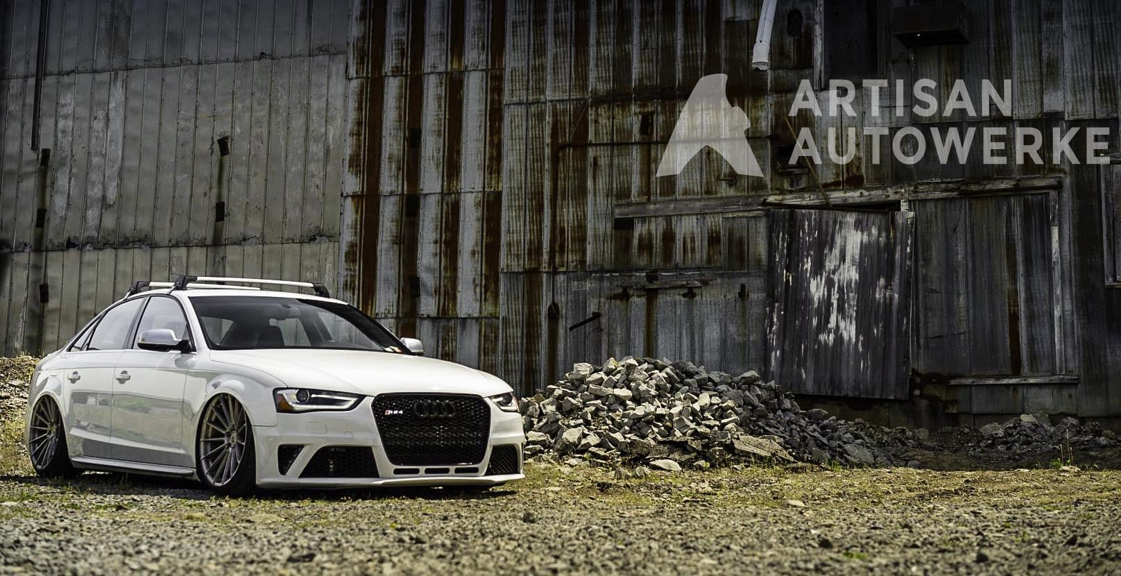 White Lowered Audi S4 with Base Rack System - Photo by Avant Garde Wheels