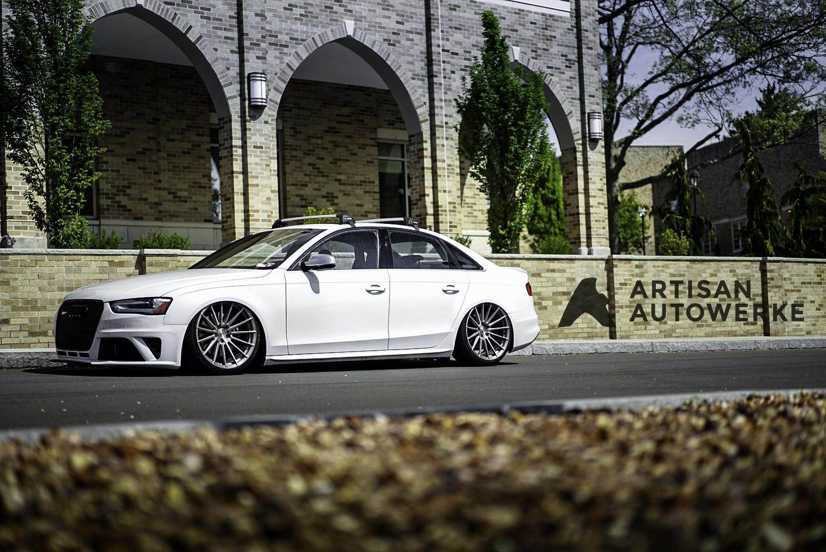 White Lowered Audi S4 with Avant Garde Wheels - Photo by Avant Garde Wheels