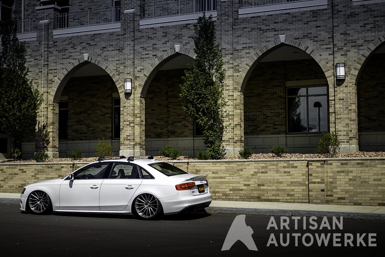 Factory Style Rear Spoiler on White Audi S4 - Photo by Avant Garde Wheels