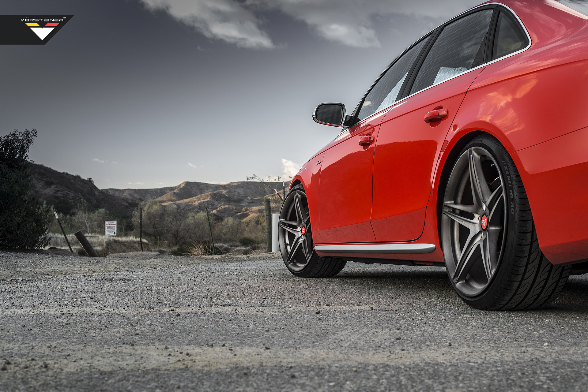 Custom Red Audi S4 Side Skirts - Photo by Vorstiner