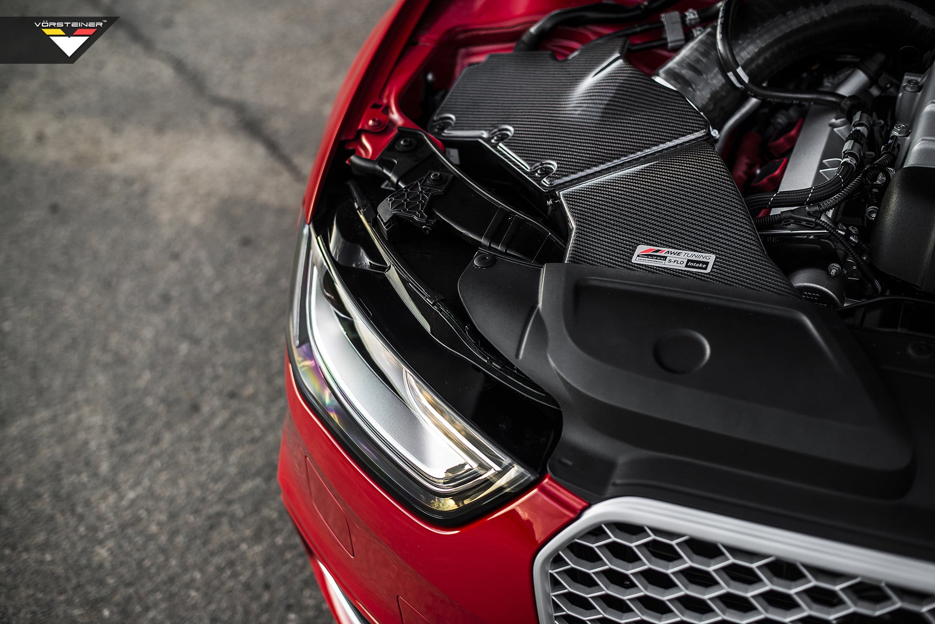 Carbon Fiber Air Intake System in Red Audi S4 - Photo by Vorstiner