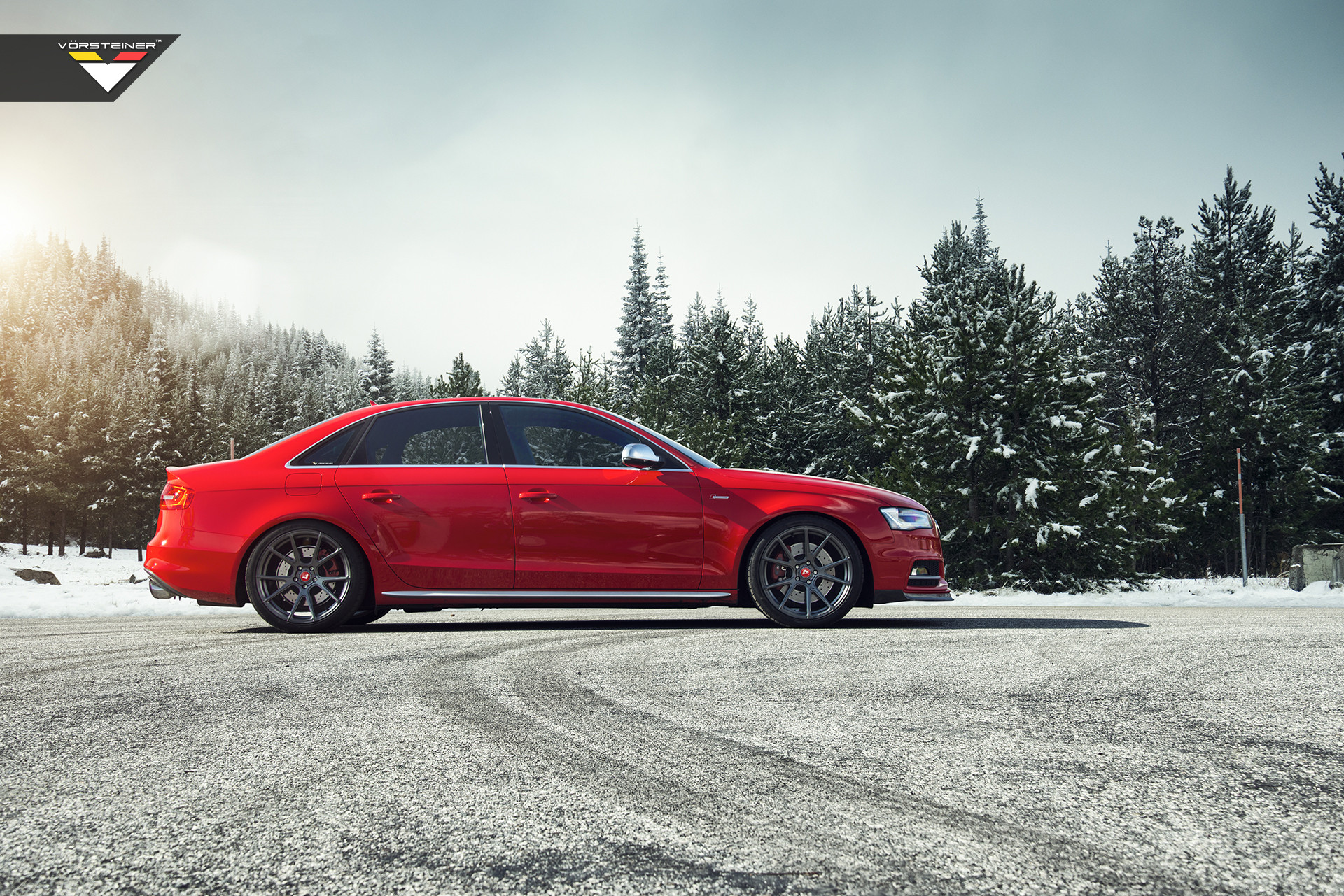 Chrome Bodyside Moldings on Red Audi S4 - Photo by Vorstiner