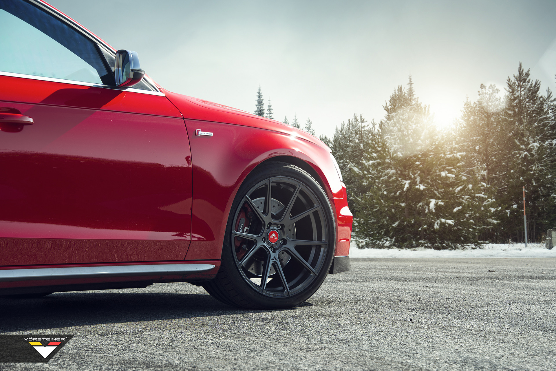 Red Audi S4 with Matte Black Vorsteiner Wheels - Photo by Vorstiner
