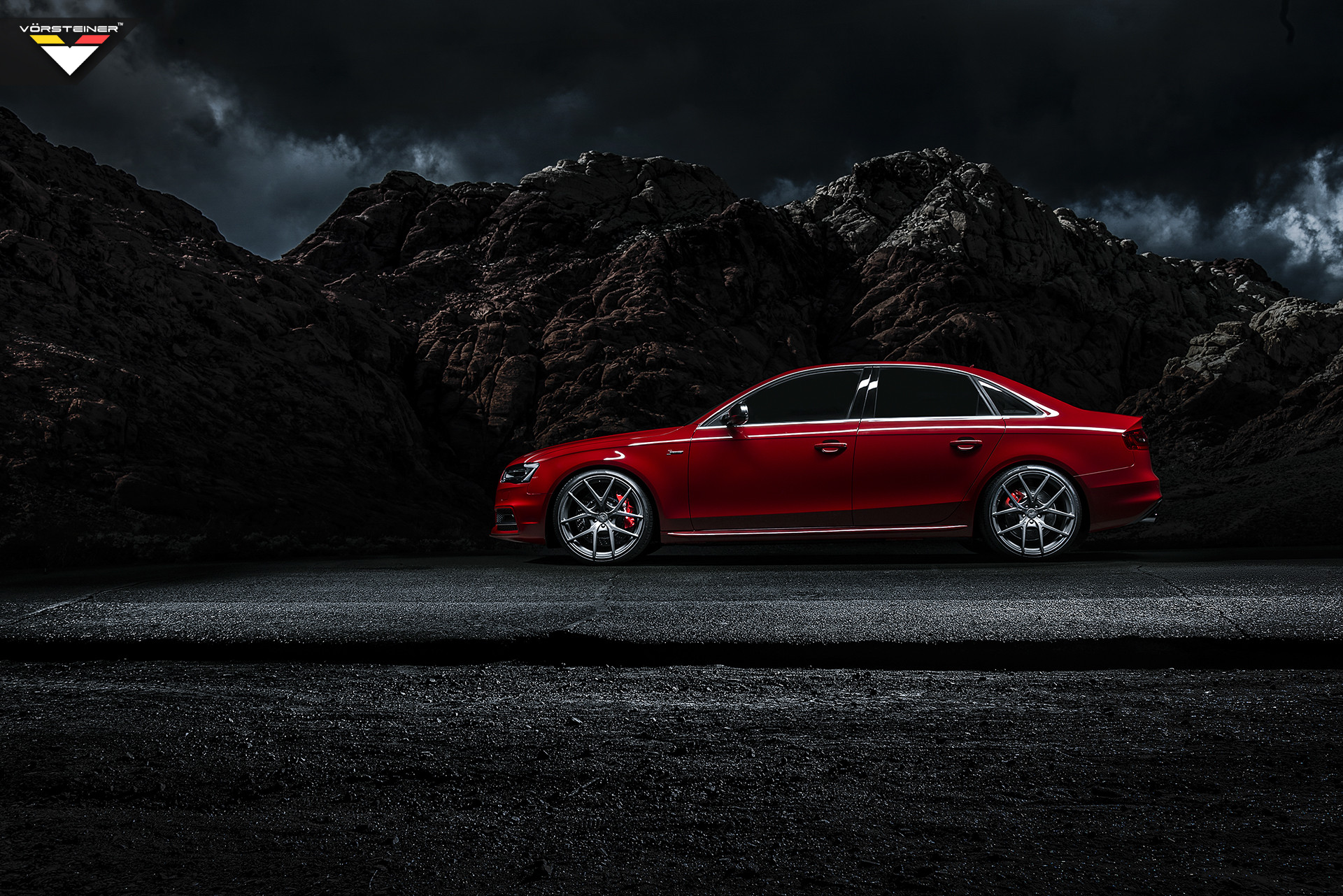 Red Audi S4 with Mercury Silver Vorsteiner Rims - Photo by Vorstiner