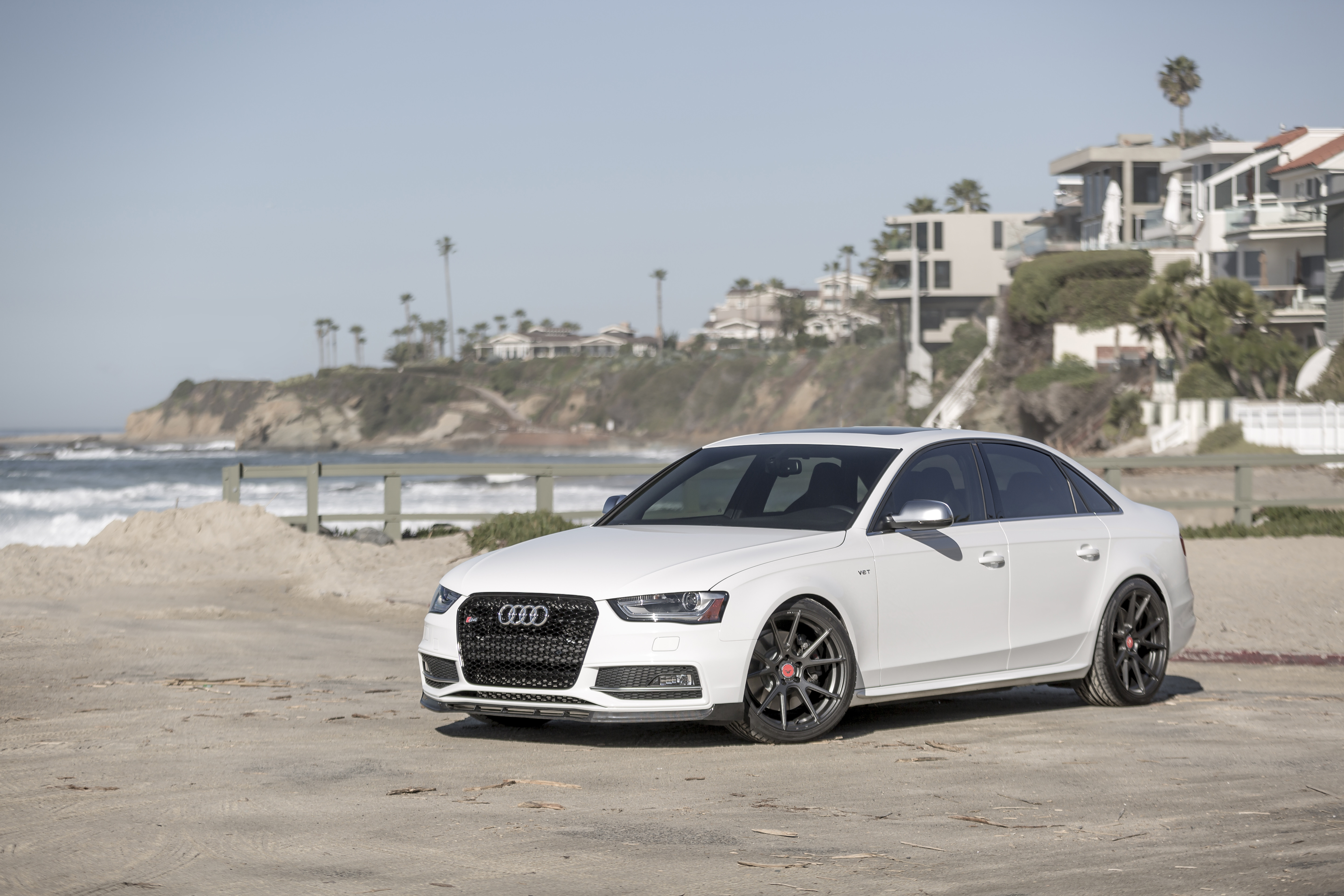 White Audi S4 V8T with Custom Headlights - Photo by Vorstiner
