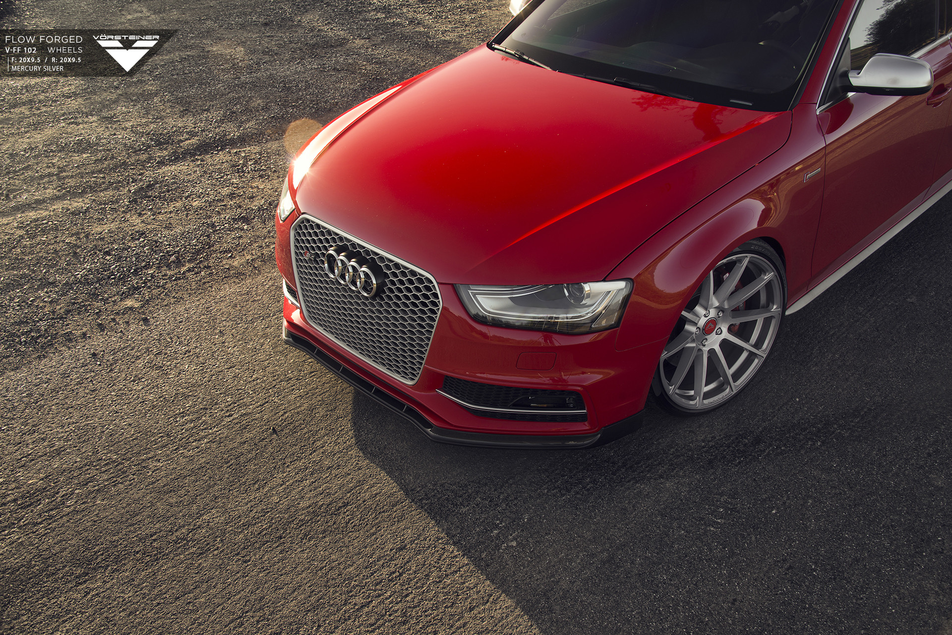 Silver Vorsteiner Wheels on Custom Red Audi S4 - Photo by Vorstiner