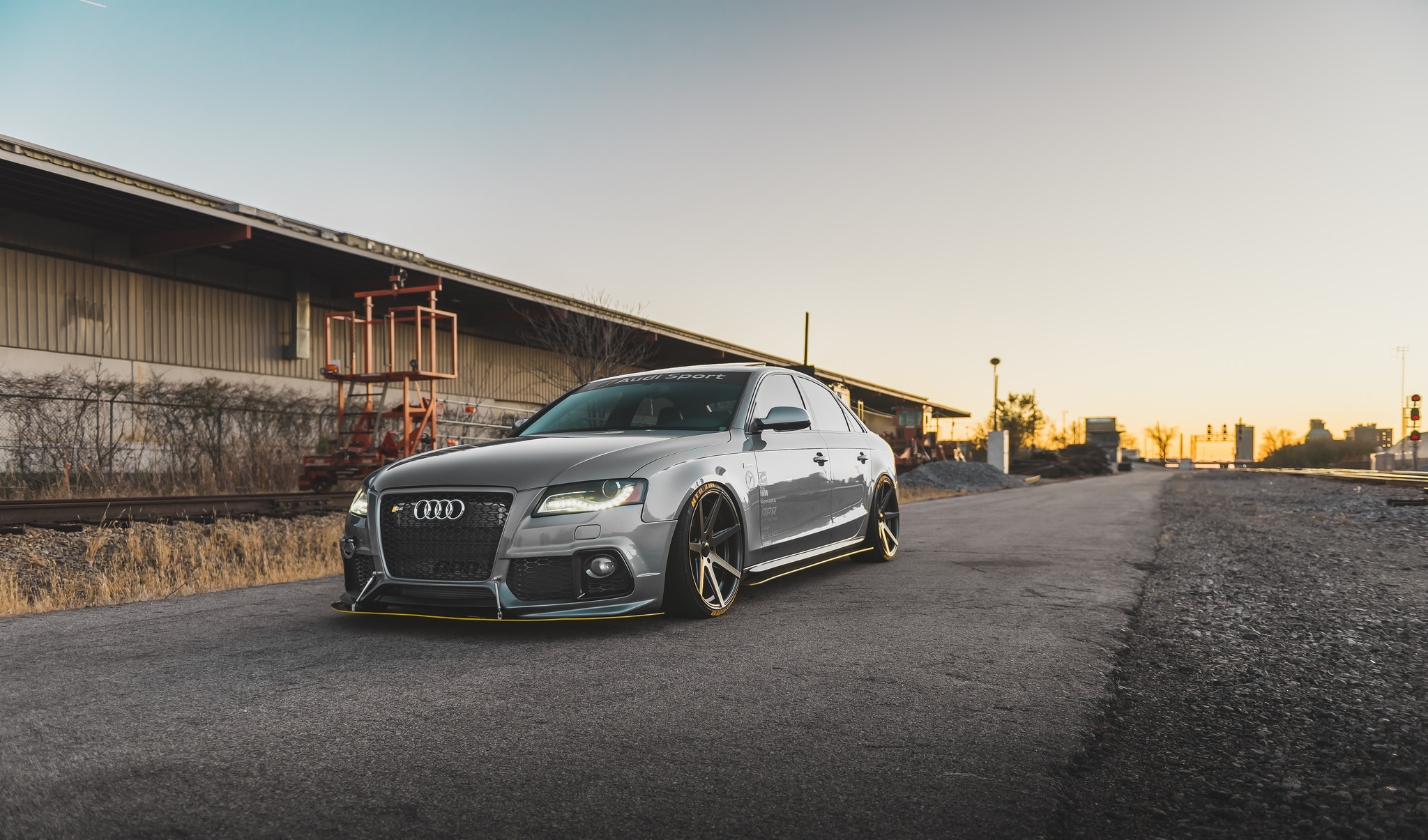Gray Debadged Audi S4 with Custom Body Kit - Photo by Rohana Wheels