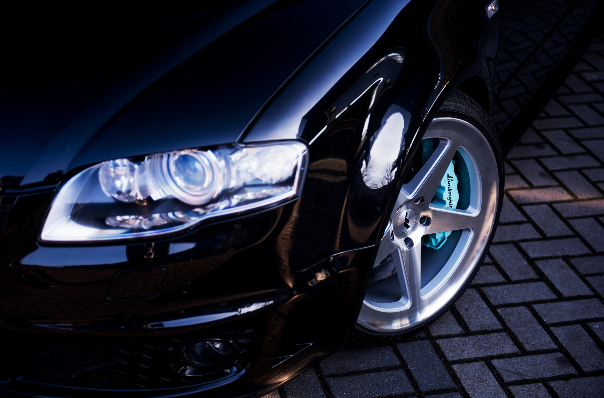 JR Rims with Mint Brakes on Black Audi S4 - Photo by JR Wheels