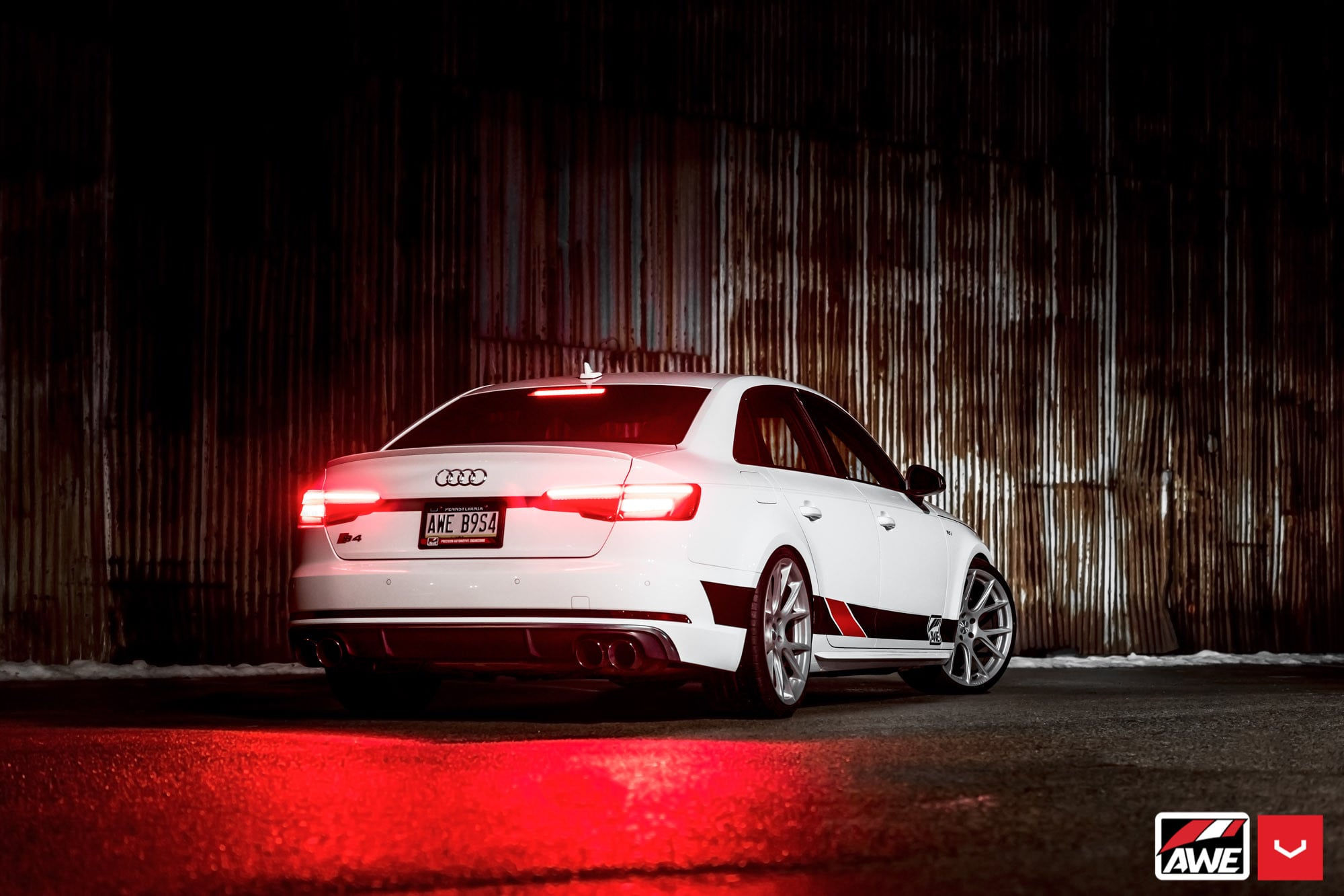 Aftermarket Rear Diffuser on White Audi S4 - Photo by Vossen
