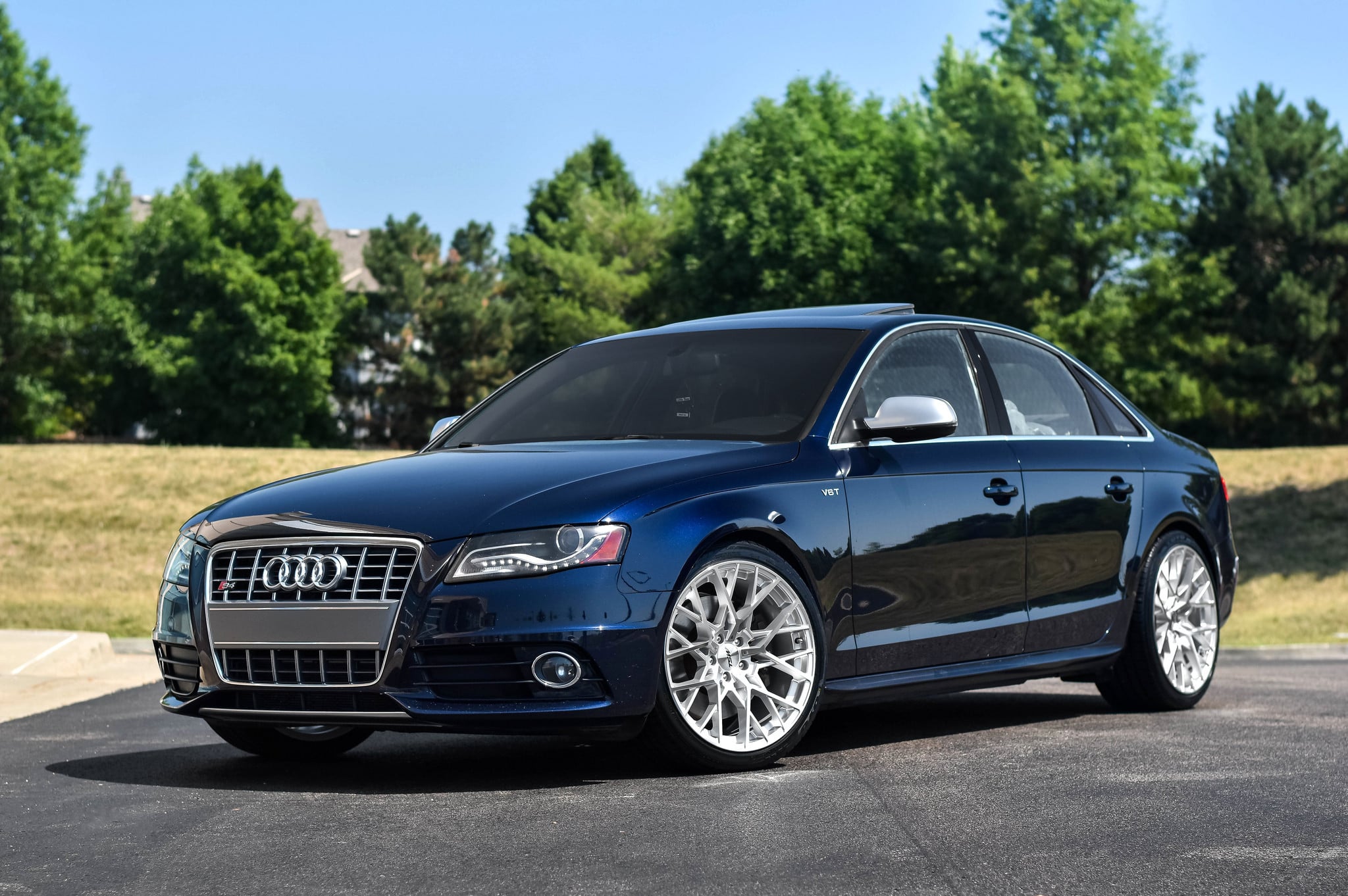 Aftermarket Chrome Grille on Blue Audi S4 - Photo by TSW Wheels